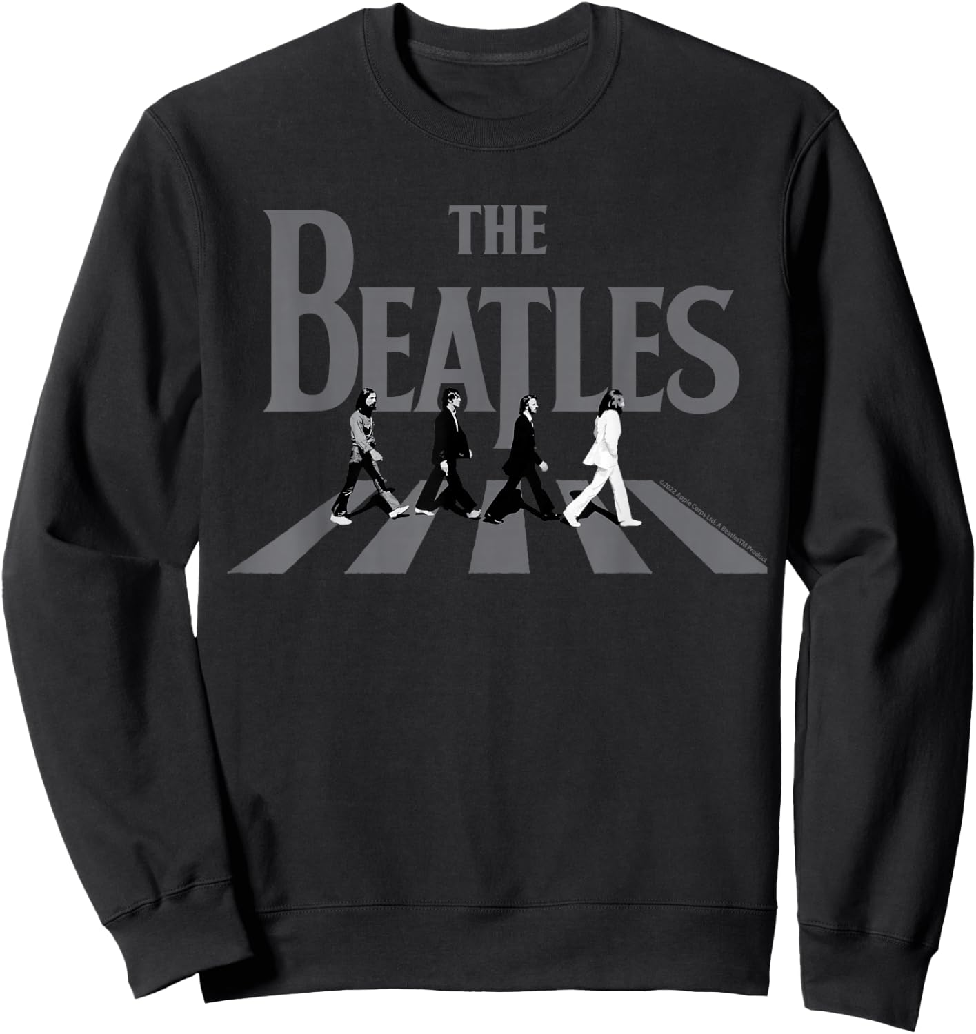 The Beatles Abbey Road Grayscale Album Cover Black Adult Beatles Fans All Ages Short Sleeve S Sweatshirt - Sweatshirt | Black