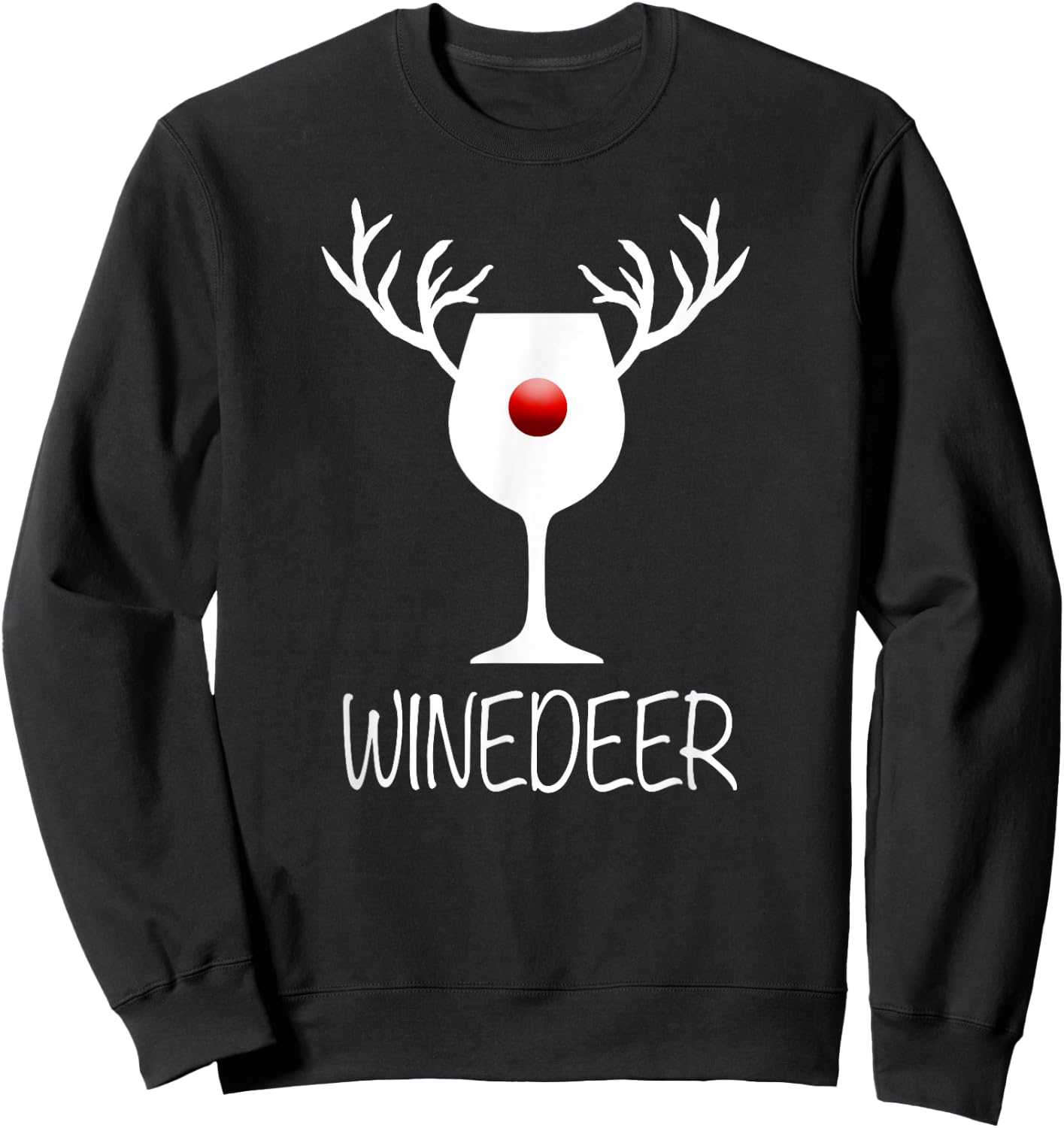 Winedeer Reindeer | Funny X-mas Wine Bottle Sweatshirt - Sweatshirt | Black