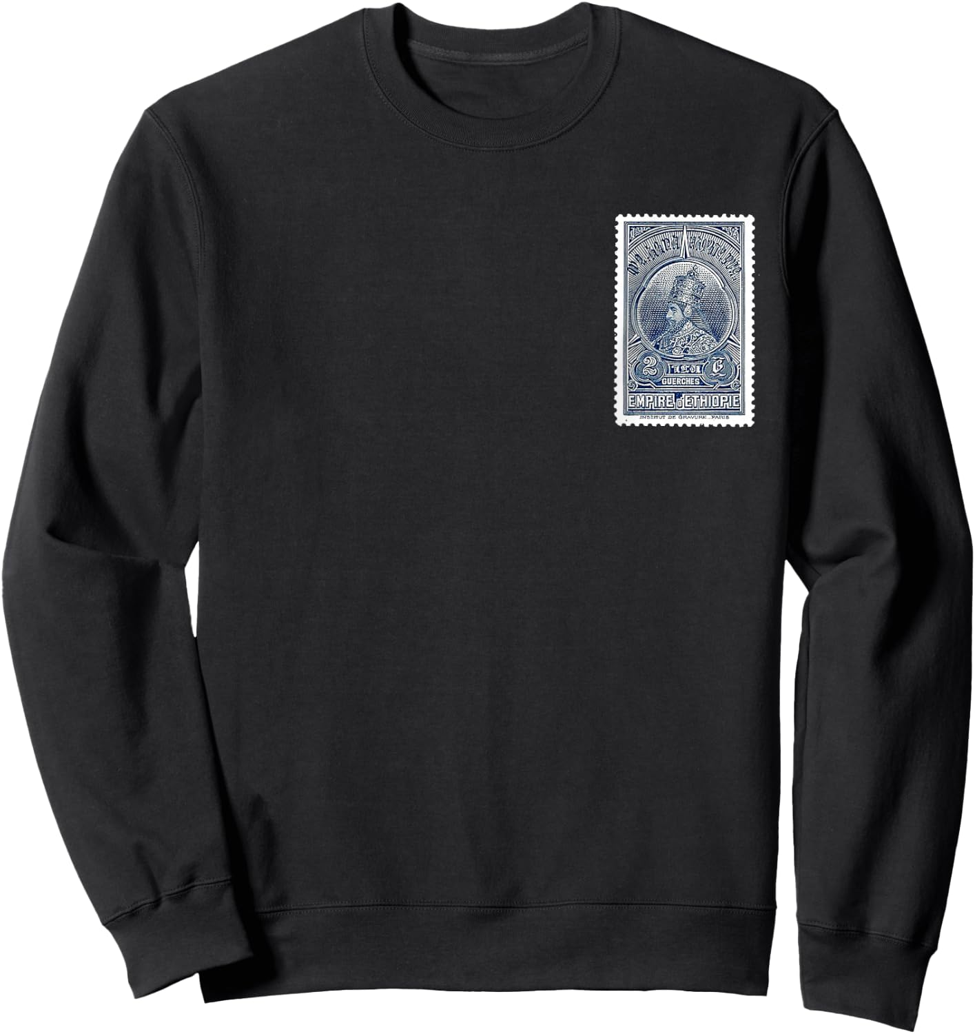 Äthiopischer Kaiser Haile Selassie alte Briefmarkenkunst Juda Rasta Sweatshirt - Sweatshirt | Black