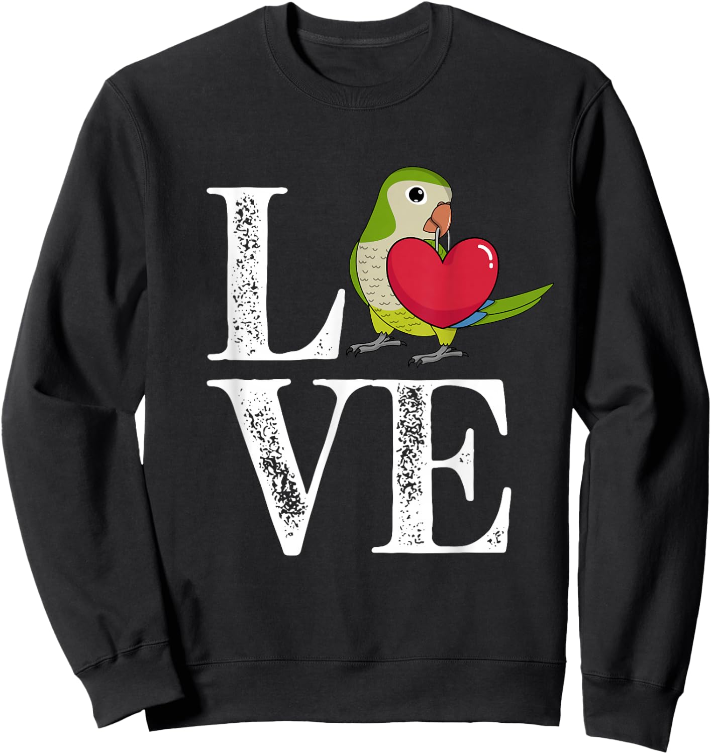 Love Parrot I Green Monk Parakeet Quaker Sweatshirt - Sweatshirt | Black