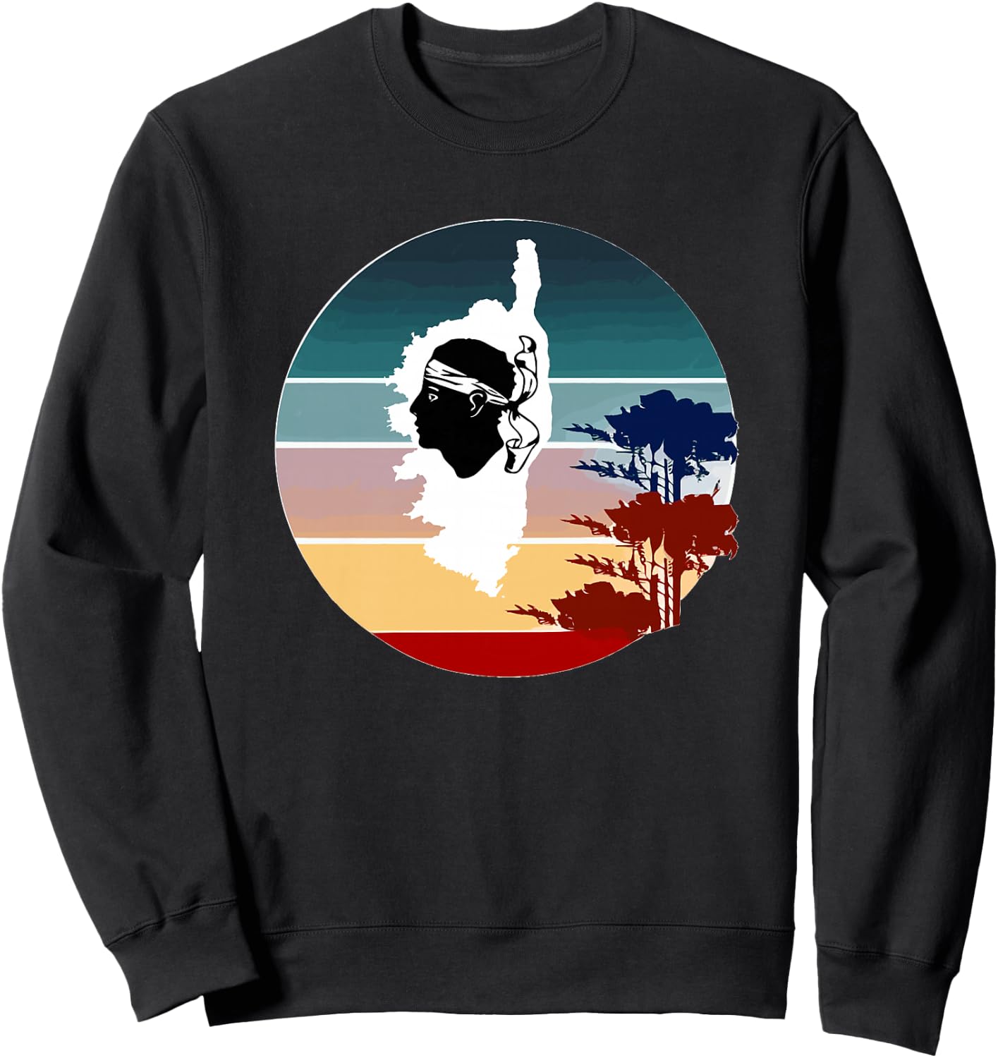 Corsica Island avec Arbres Carte Corse Haut de Gamme Sweatshirt - Sweatshirt | Black