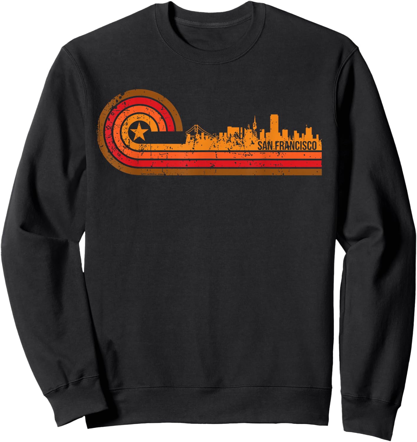 Retro San Francisco Cityscape - San Francisco CA Skyline Sweatshirt - Sweatshirt | Black