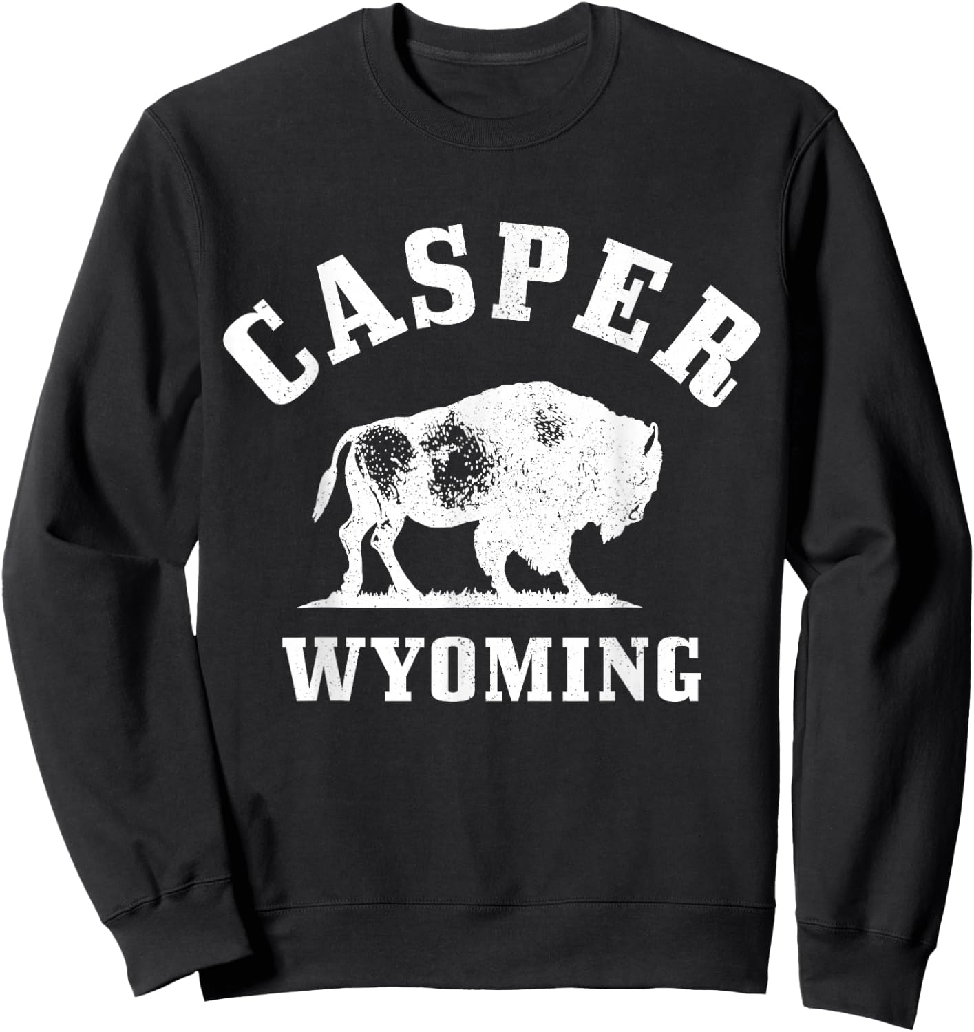 Casper Wyoming Cowboy State Bison Buffalo Vintage Pride Sweatshirt - Sweatshirt | Black