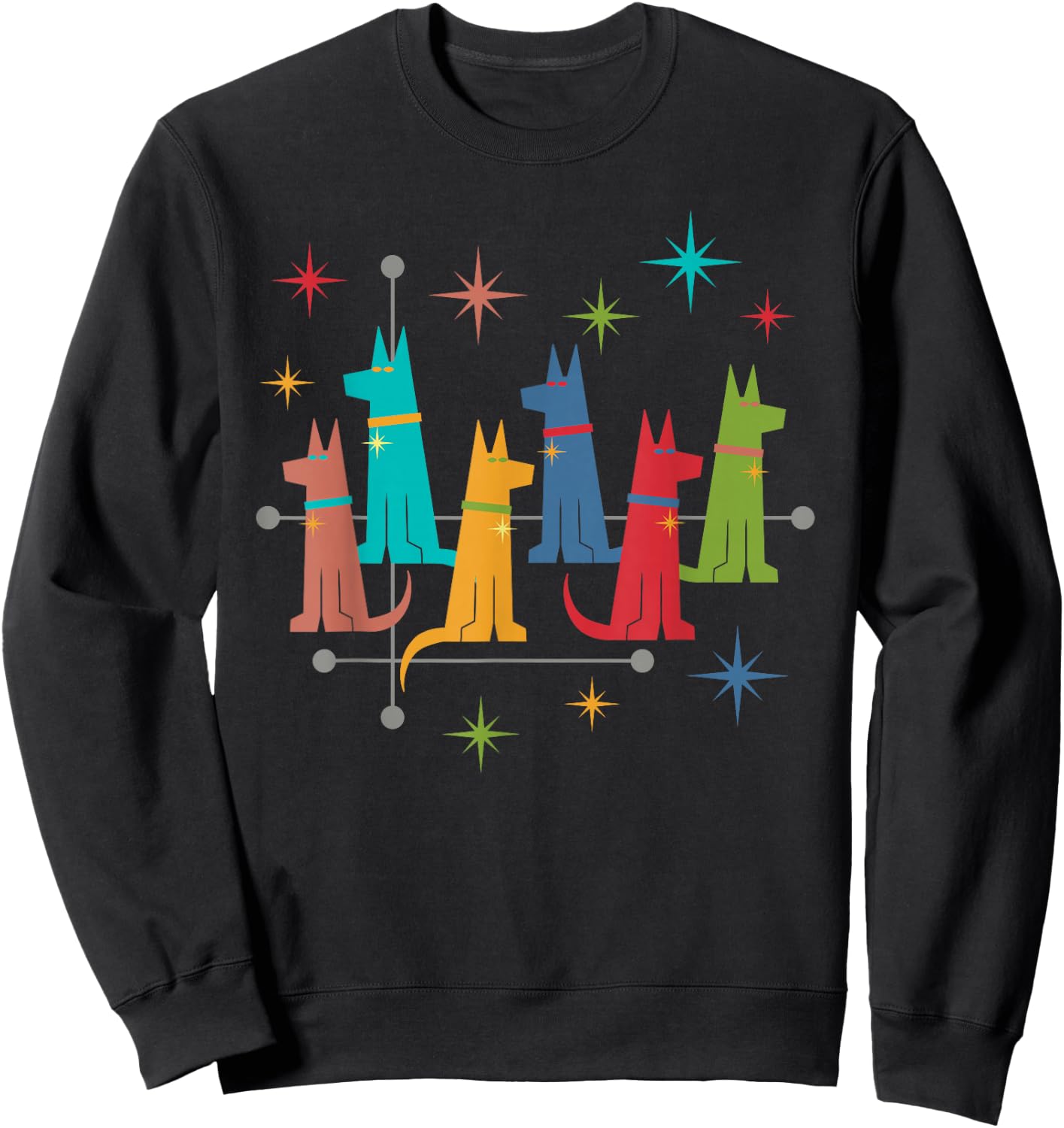 Vintage Retro Mid-Century Modern Style German Shepherd Dogs Sweatshirt - Sweatshirt | Black