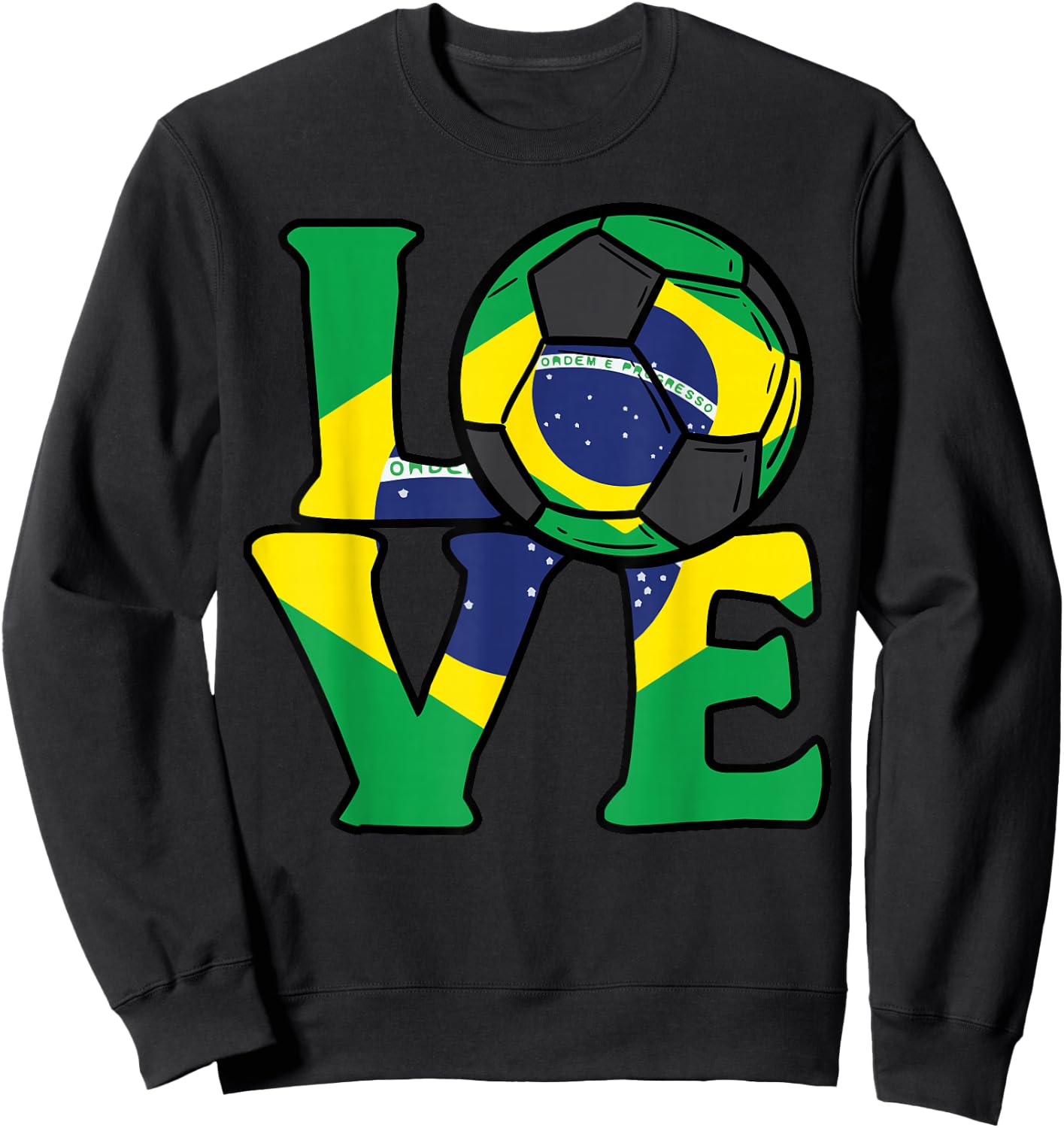 Brazil Flag Love Brazilian Soccer Men Women Kids Boys Girls Sweatshirt - Sweatshirt | Black