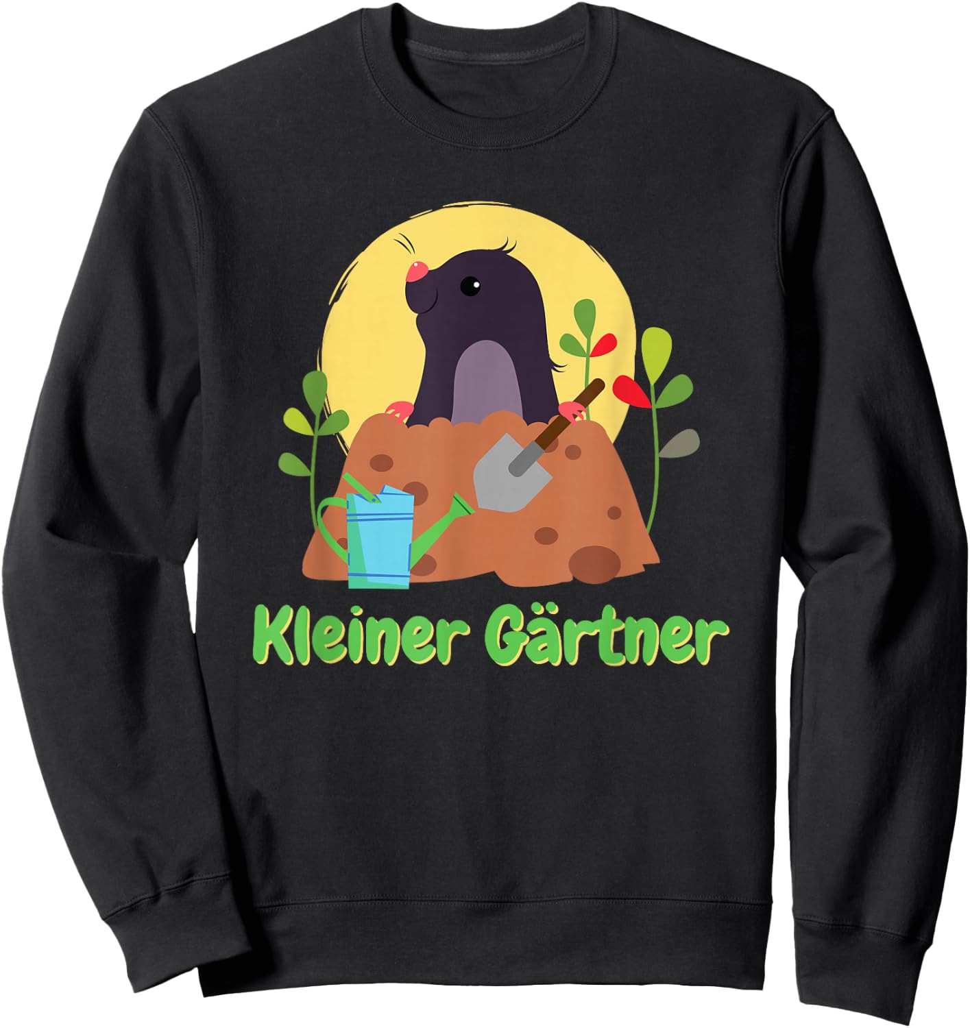 Süßer Maulwurf Kleiner Gärtner Kinder Motiv. Gartenarbeit Sweatshirt - Sweatshirt | Black