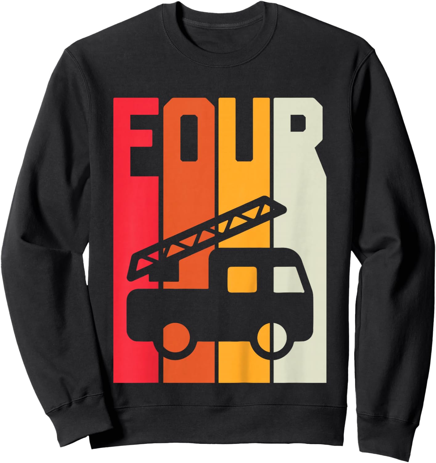 Fire Truck 4th Birthday Boys Firefighter Fireman 4 Years Sweatshirt - Sweatshirt | Black