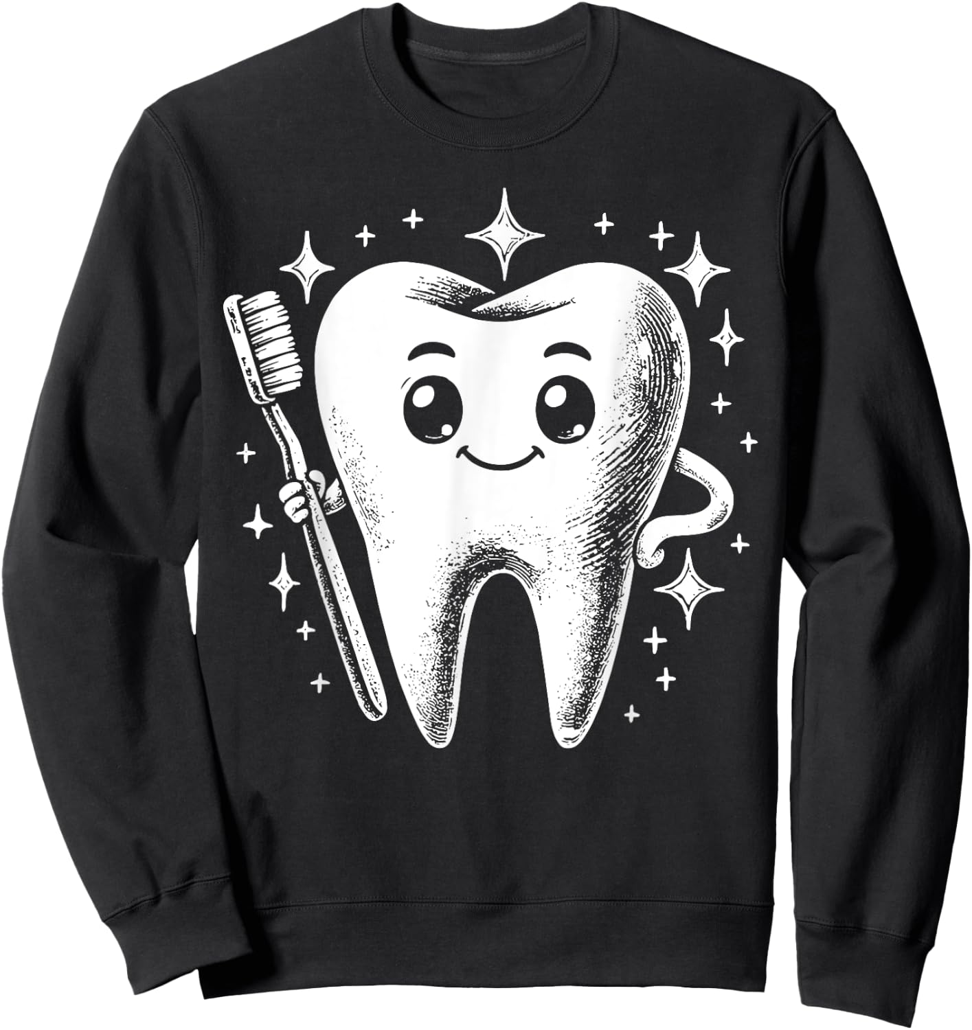 Retro Teeth Toothbrush Dental Hygienist Dentist Orthodontics Sweatshirt - Sweatshirt | Black