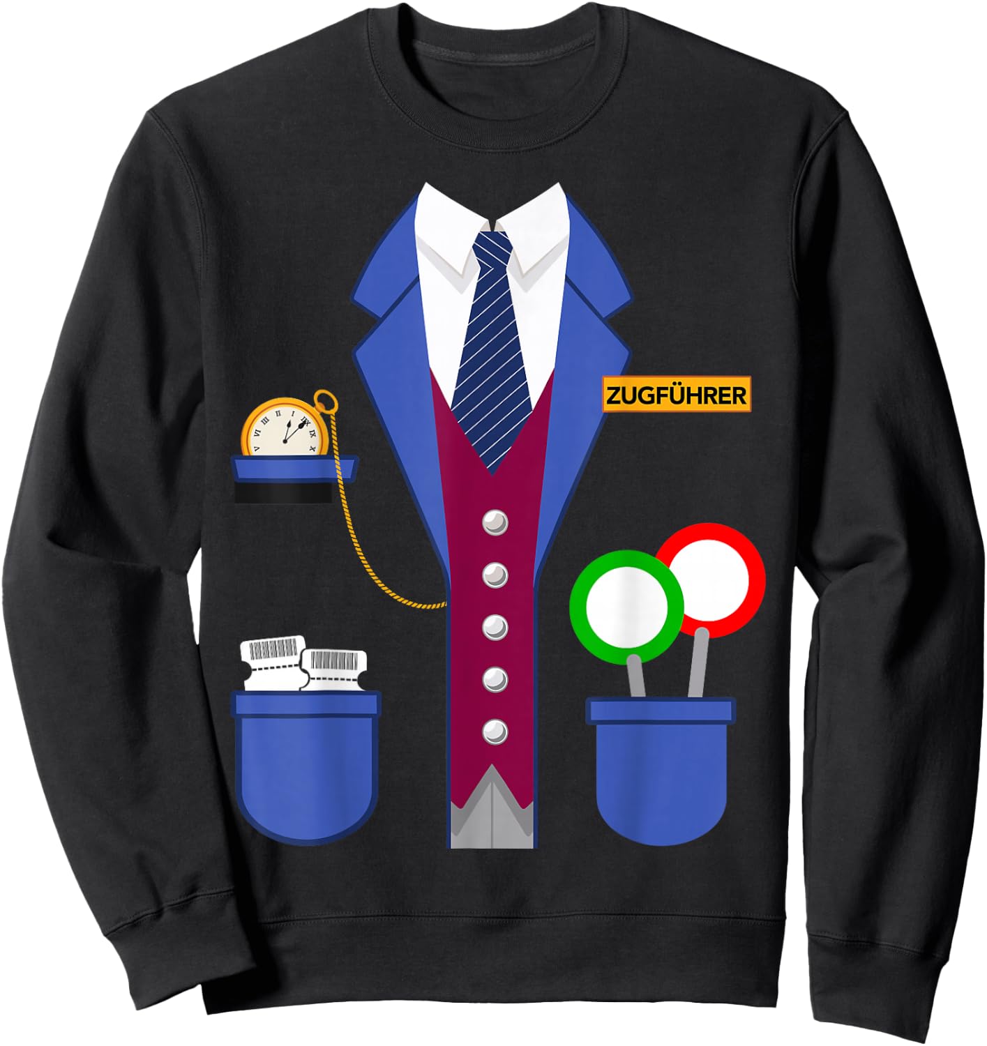Train Guide Schaffner Train Costume for Carnival Fancy Dress , black Sweatshirt - Sweatshirt | Black