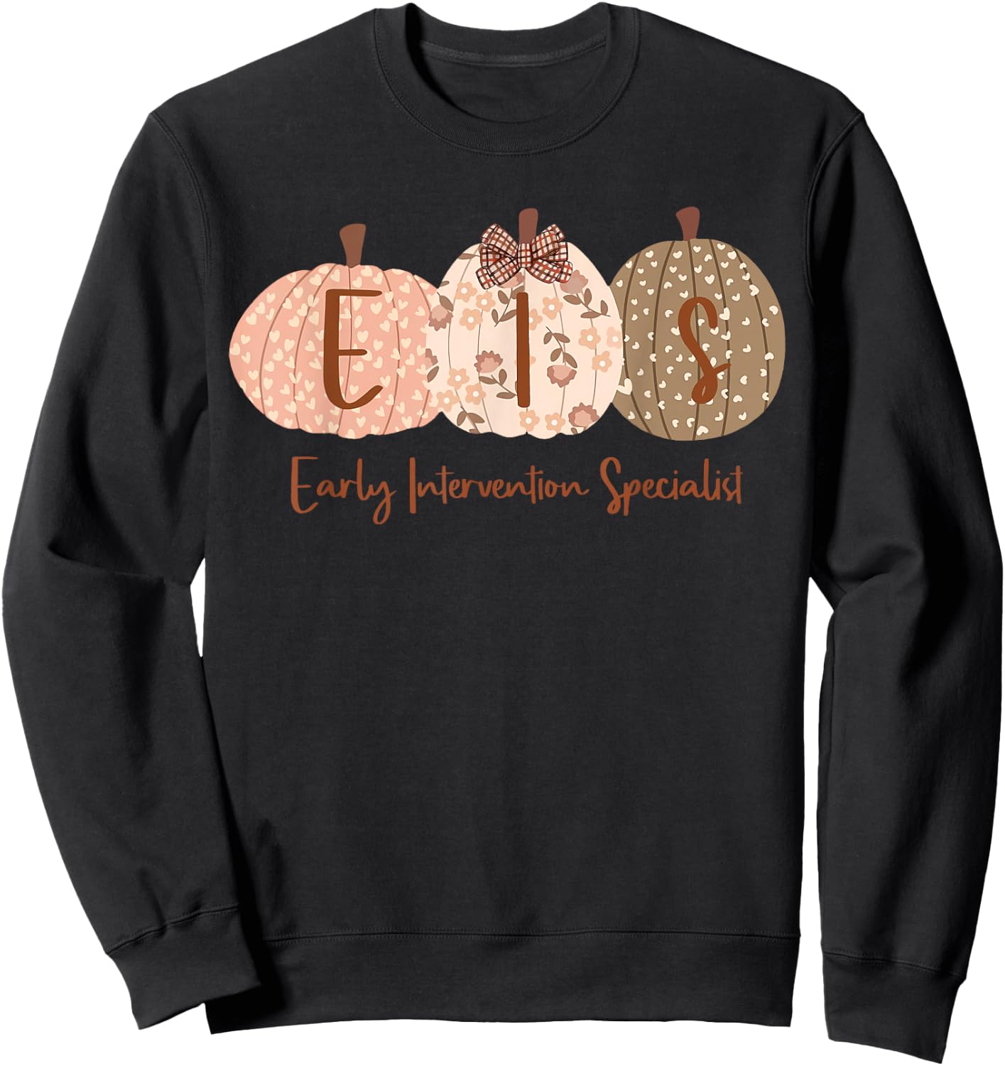 Early Intervention Specialist Pumpkin Bow EIS Fal Halloween Sweatshirt - Sweatshirt | Black