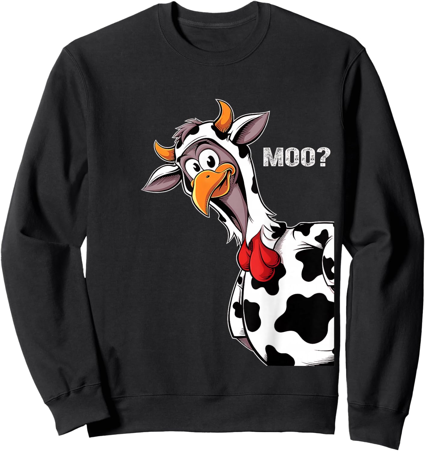 Turkey Moo Funny Thanksgiving Turkey Dressed As A Cow Sweatshirt - Sweatshirt | Black