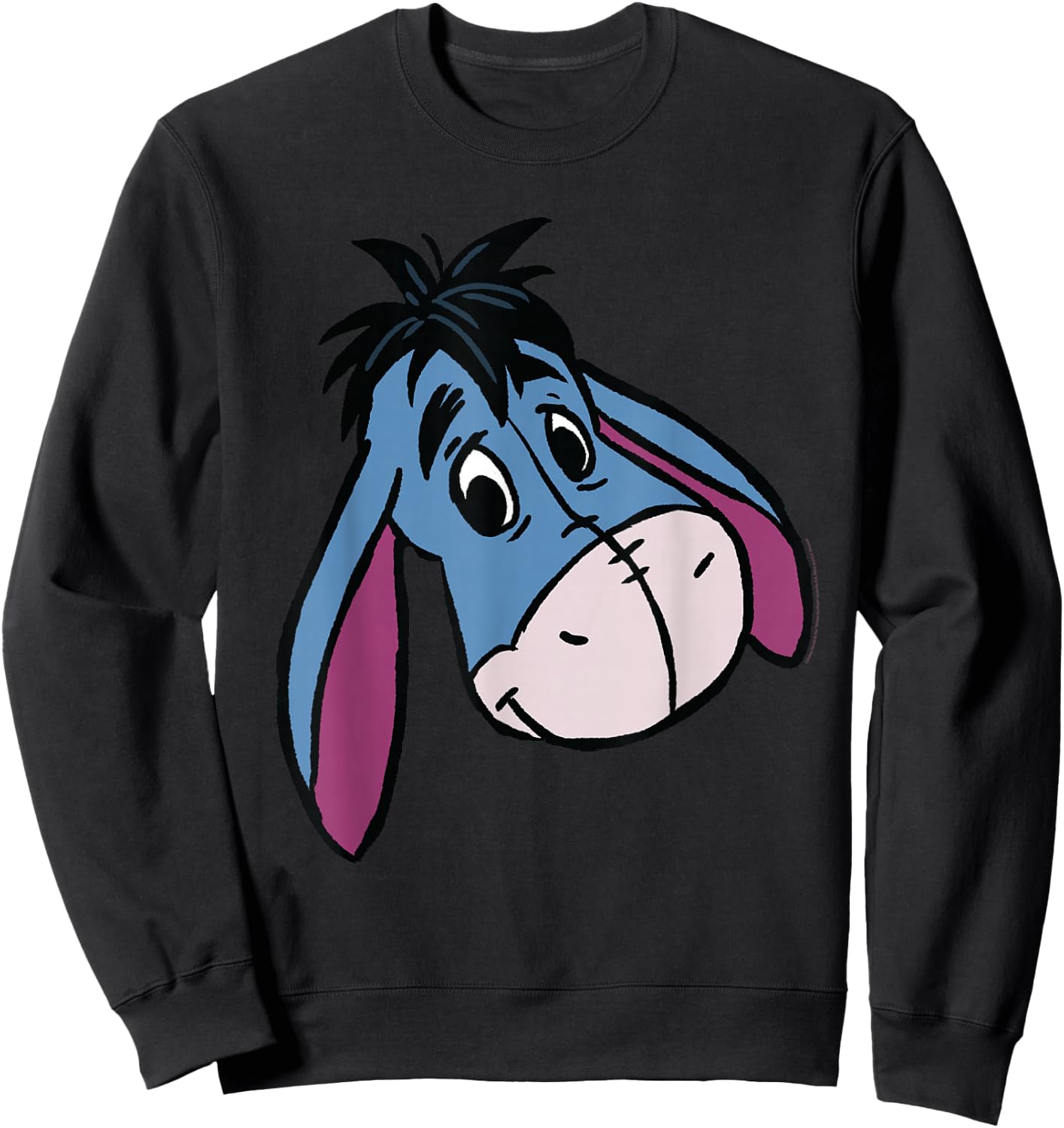 Disney Winnie the Pooh Eeyore Happy Big Face Costume , black Sweatshirt - Sweatshirt | Black