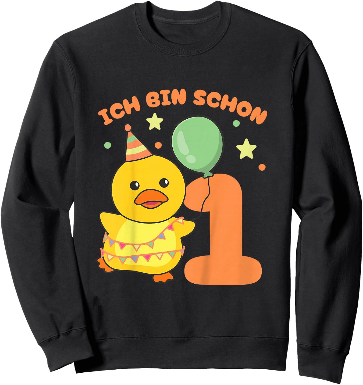Children's with German Text "Ente Ich bin schon 1 Enten" [German Langu, black Sweatshirt - Sweatshirt | Black