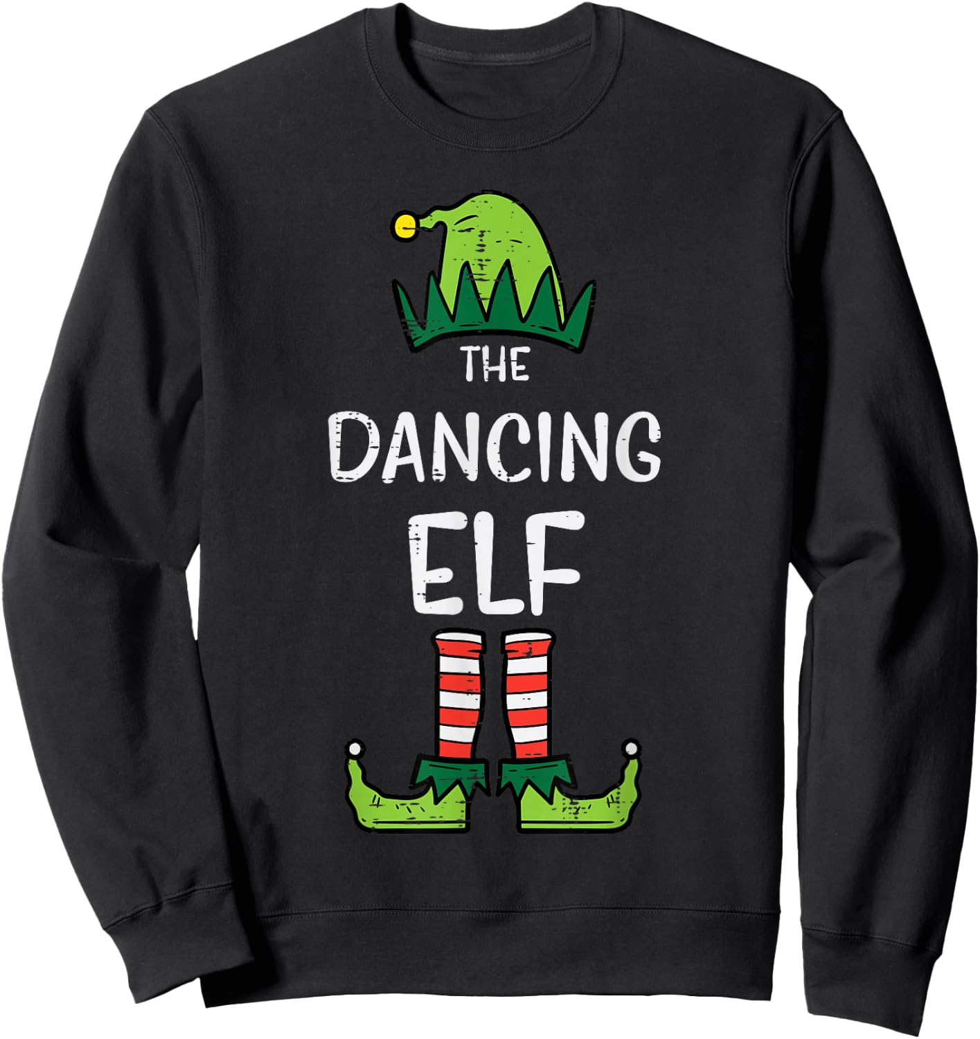 Dancing Elf Xmas PJs Matching Christmas Pajamas Family Girls Sweatshirt - Sweatshirt | Black