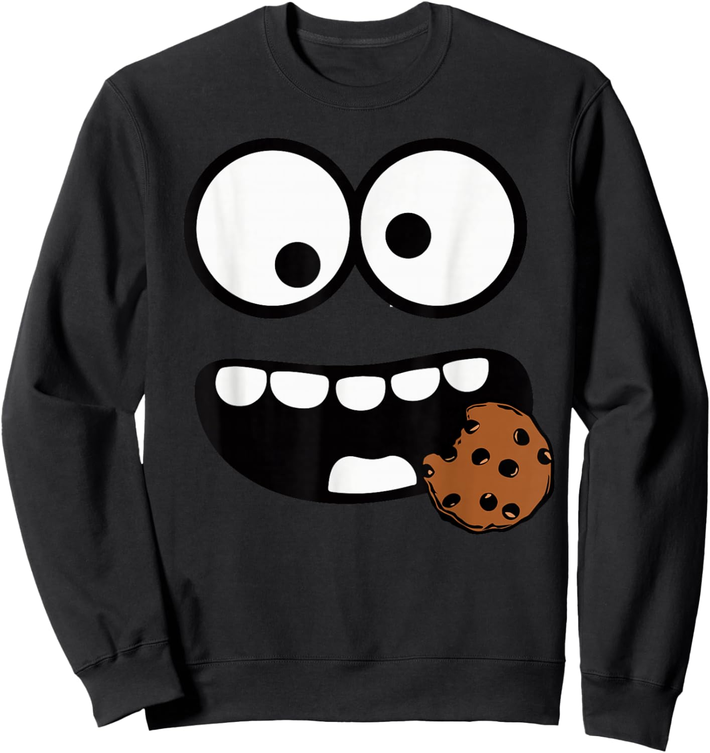Cute Cookie and Scary Monster Halloween T Sweatshirt - Sweatshirt | Black