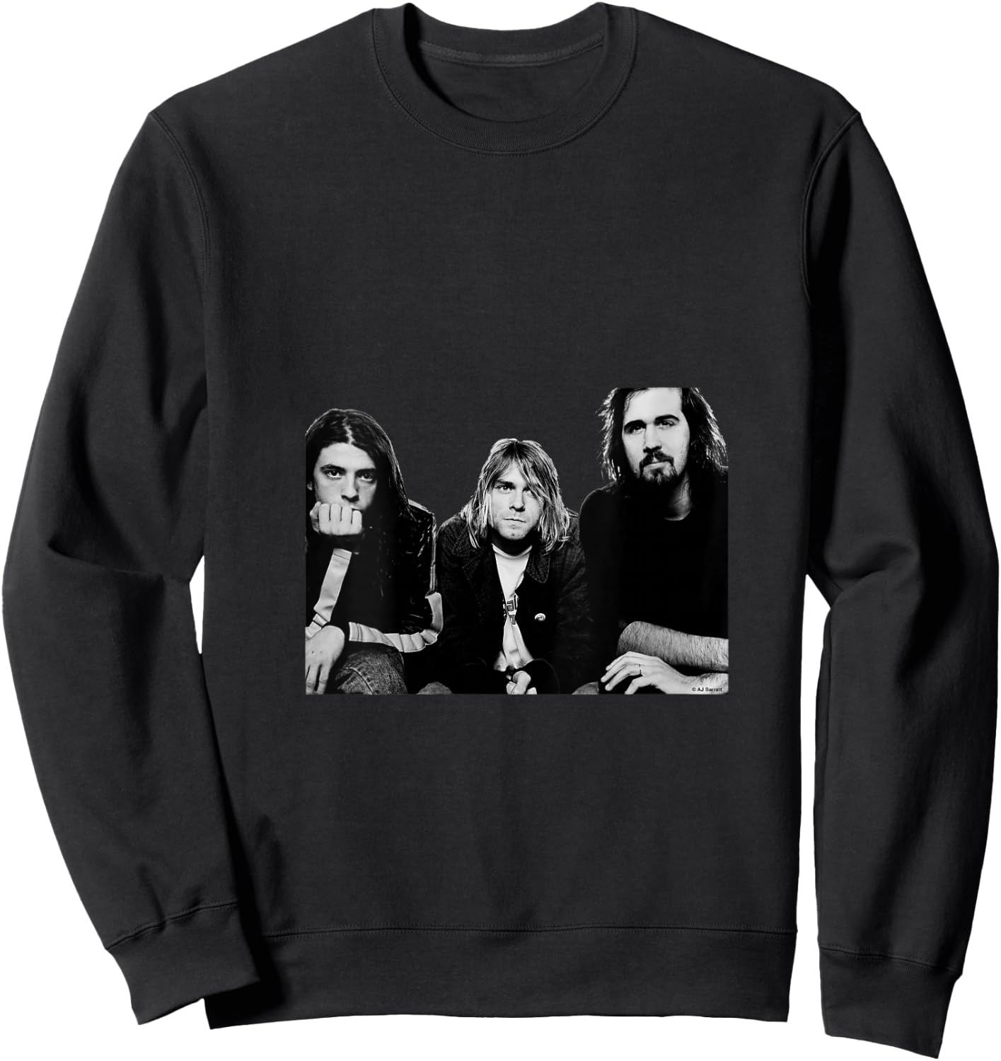 Women's Nirvana Kurt Cobain Band Portrait By AJ Barratt V-Neck Sweatshirt - Sweatshirt | Black