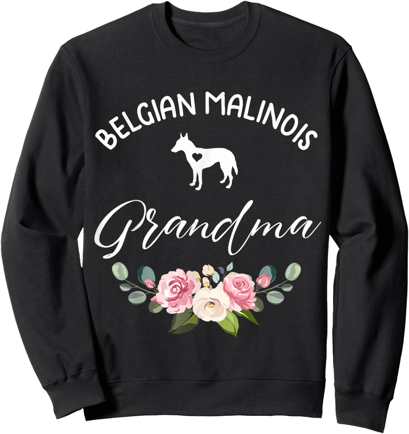 Belgian Shepherd Malinois Dog Grandma Silhouette Mothers Day Sweatshirt - Sweatshirt | Black