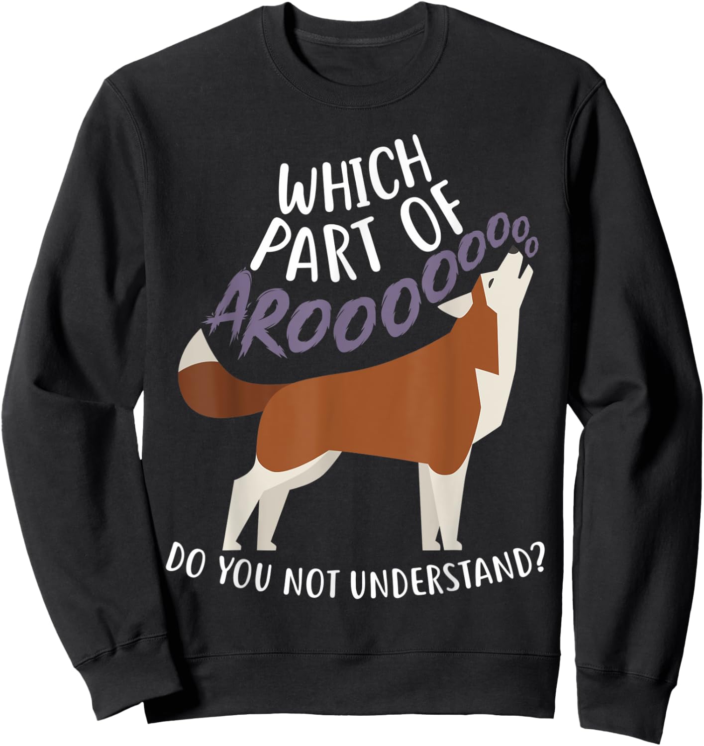 Red Siberian Husky Dog Aroo, Funny Pet Mom Cute Dog Dad Women Kids Sweatshirt - Sweatshirt | Black