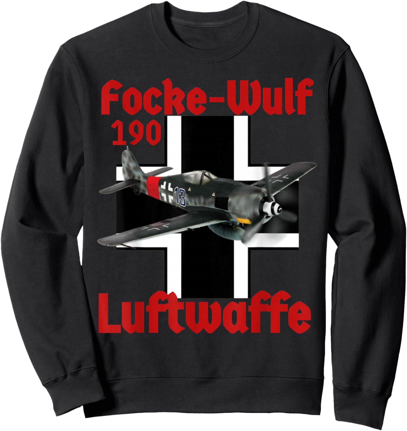 Great Aviation . German Luftwaffe F/W 190. Sweatshirt - Sweatshirt | Black