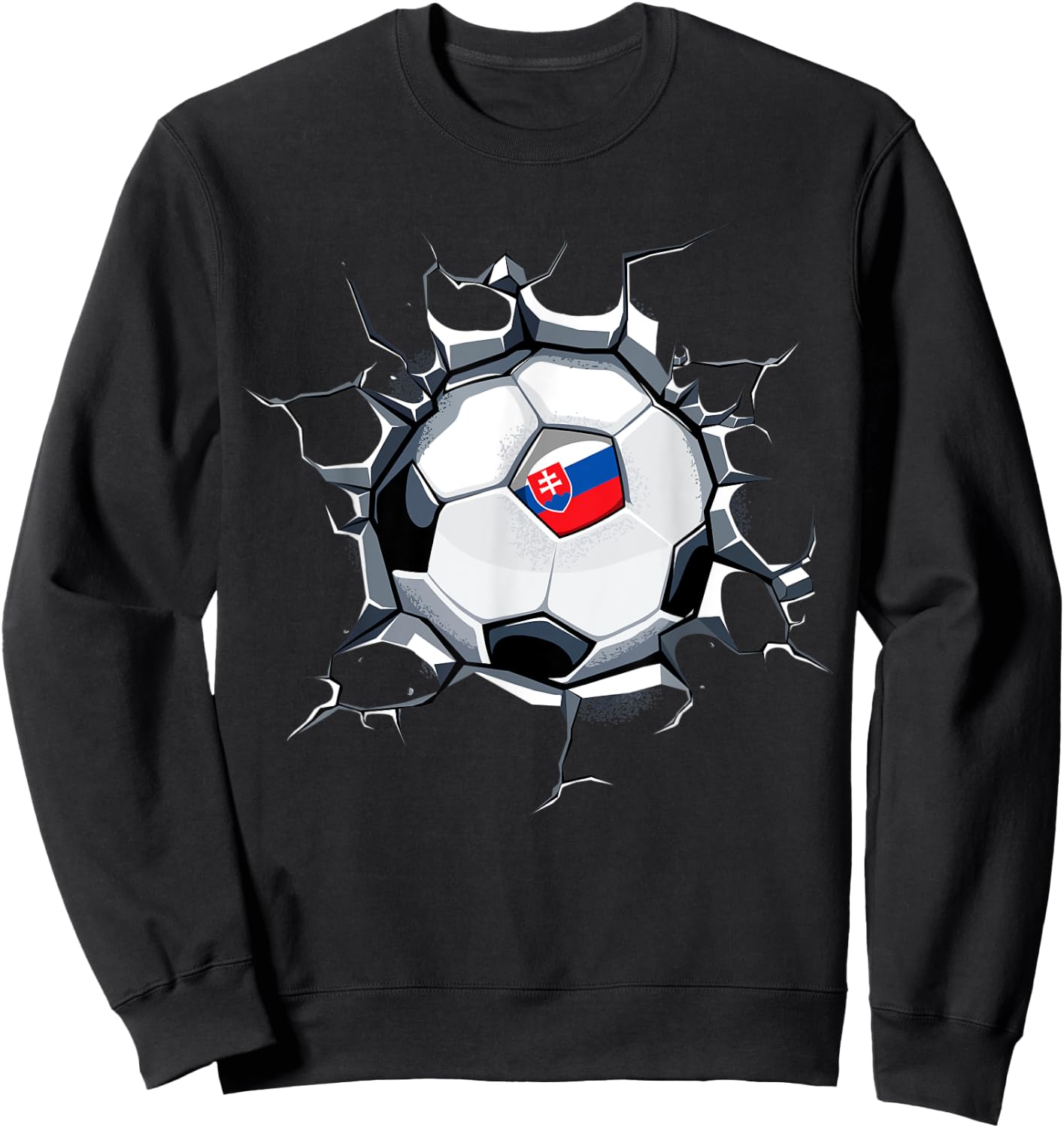 Slovakia Soccer Fan Jersey Slovak Football Flag Cracked Wall Sweatshirt - Sweatshirt | Black
