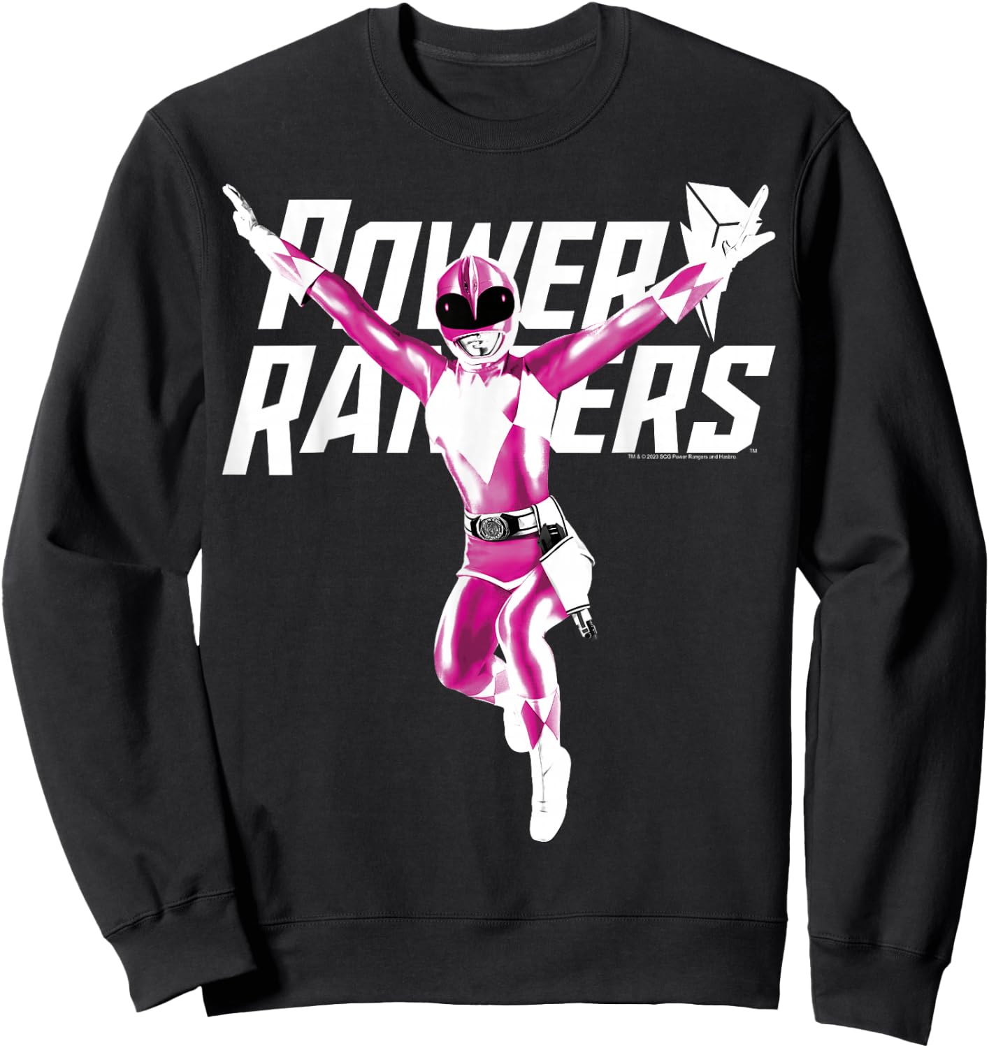 Power Rangers Pink Ranger Karate Action Pose Logo Small Sweatshirt - Sweatshirt | Black