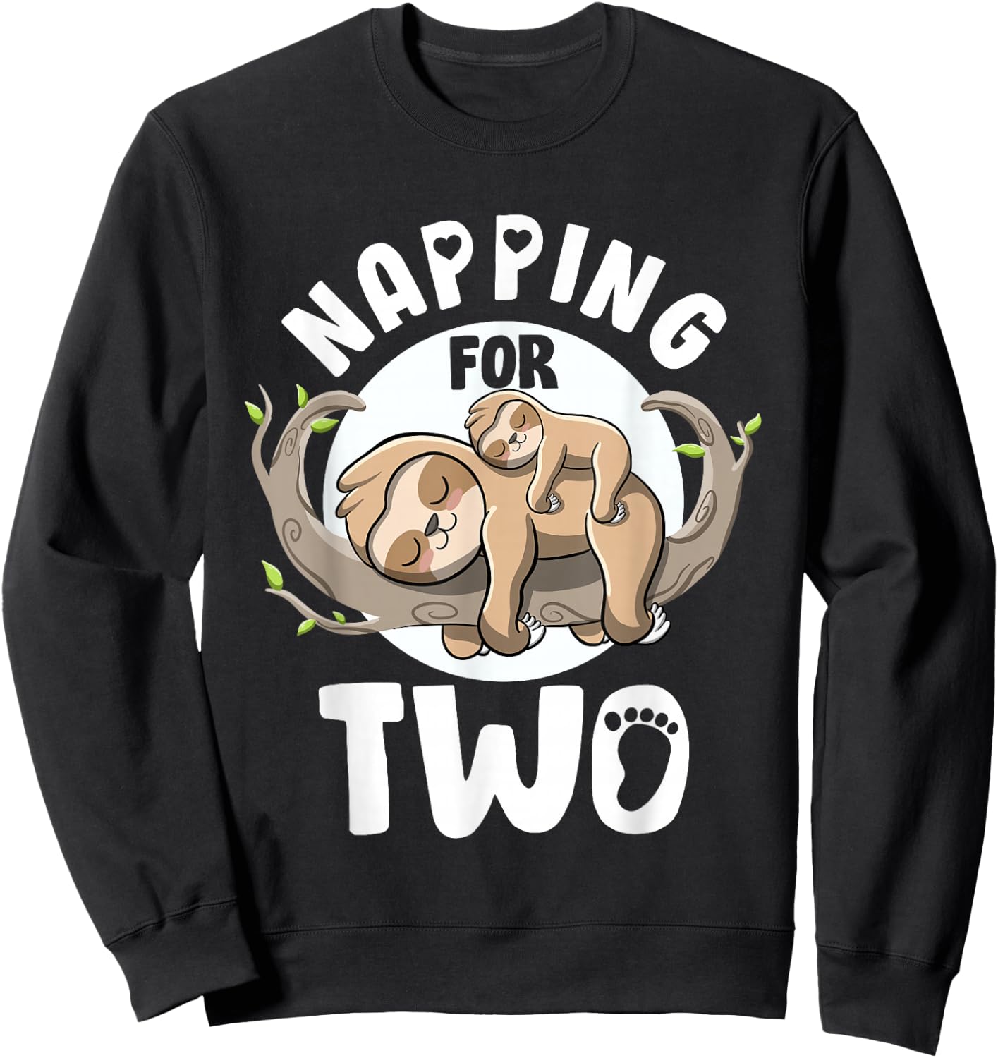 Napping For Two Cute Sloth Pregnancy Announcement Mom To Be Sweatshirt - Sweatshirt | Black