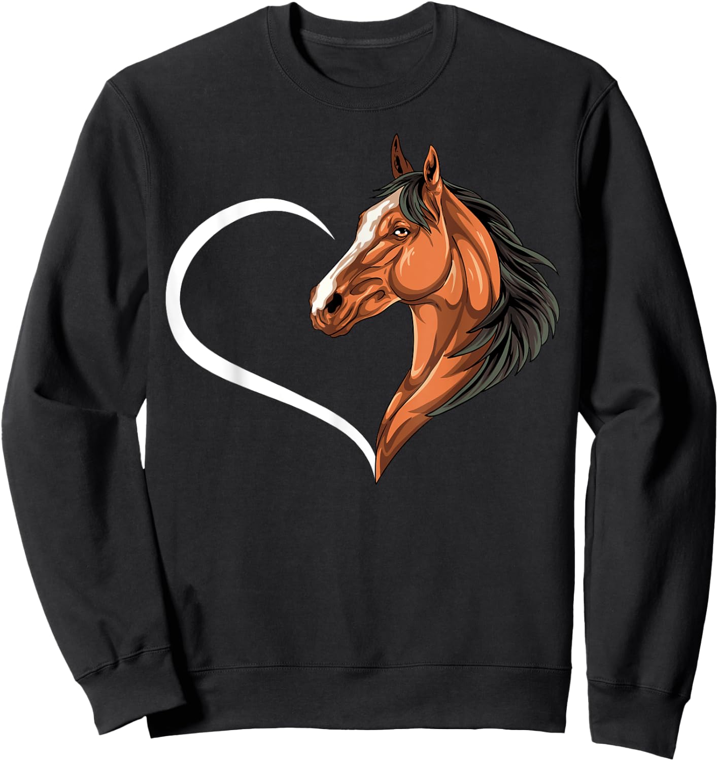 Horse Shirts Girls Kids Heart Cute Horse Sweatshirt - Sweatshirt | Black
