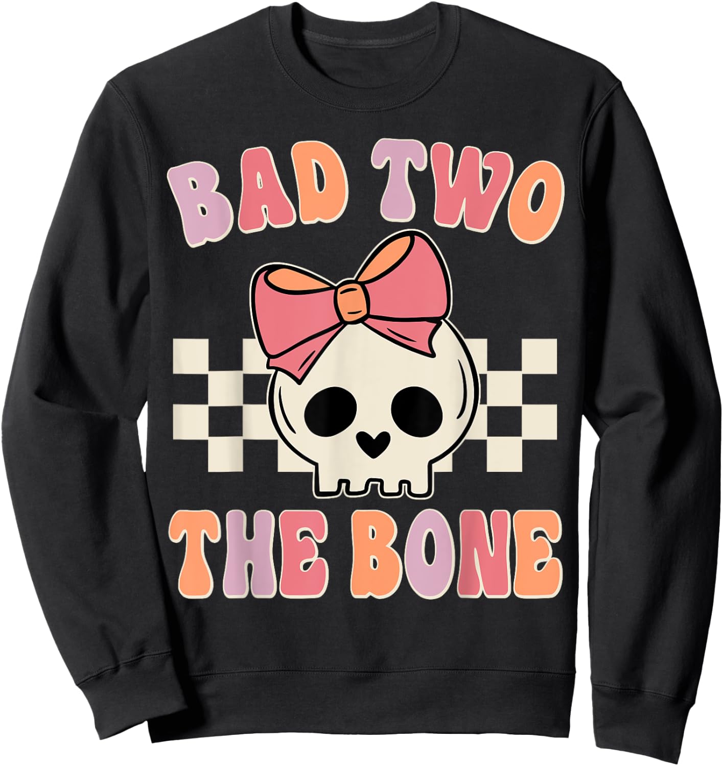 Bad Two the Bone 2nd Birthday 2 Years Old Kid Girl Sweatshirt - Sweatshirt | Black