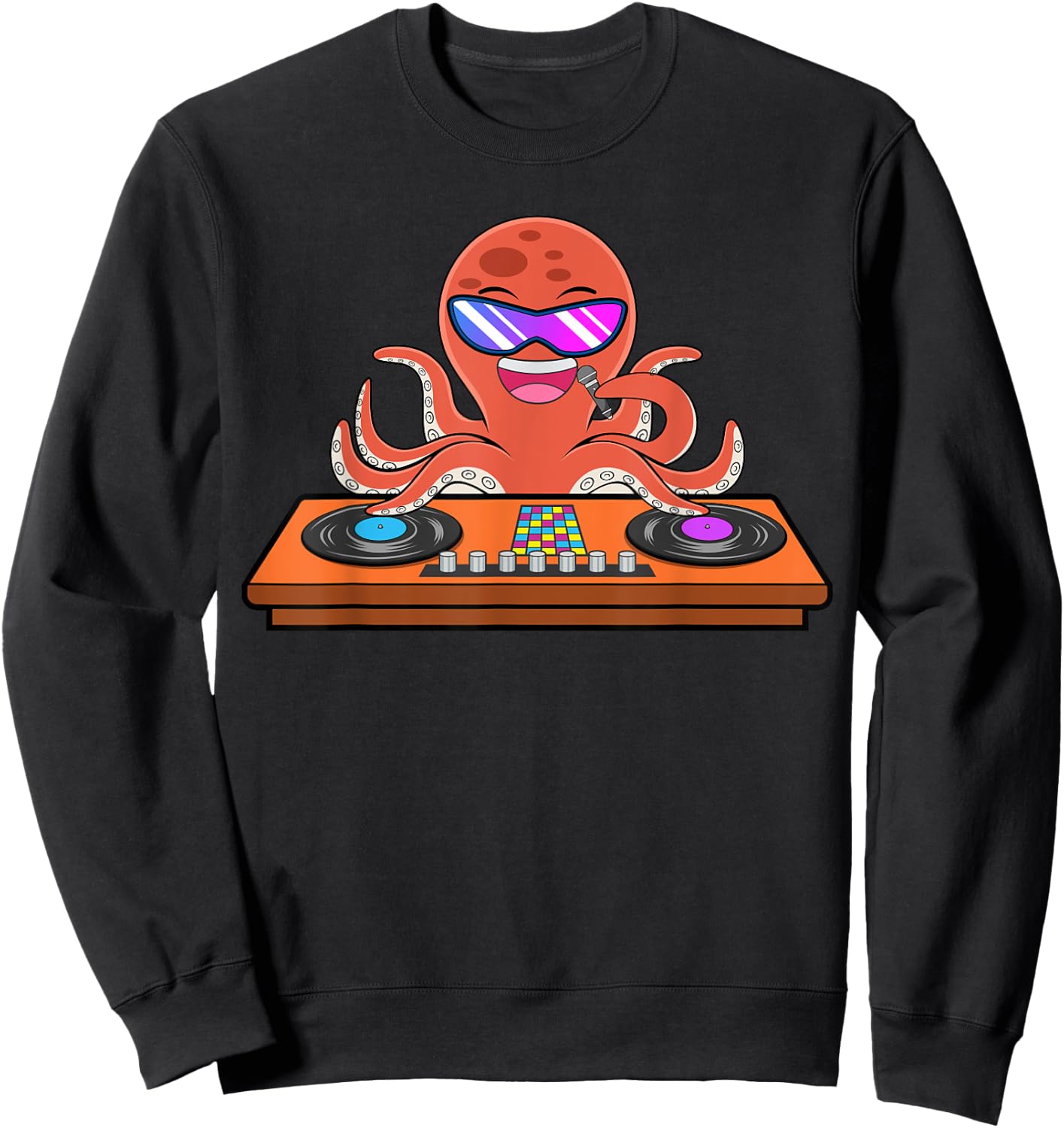 Octopus DJ Music Musician Party Squid Sweatshirt - Sweatshirt | Black