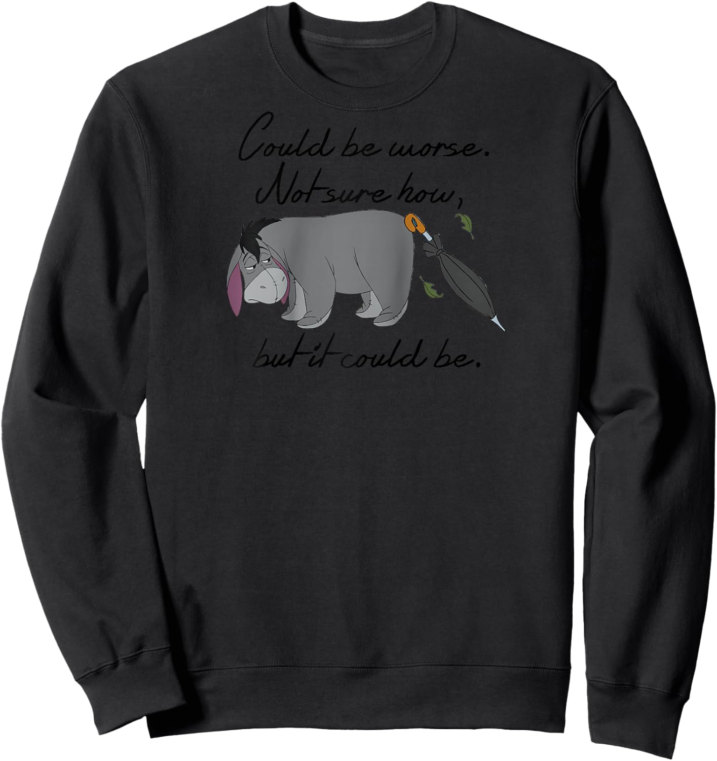 Winnie The Pooh - Eeyore Could Be Worse Raglan Baseball Sweatshirt - Sweatshirt | Black