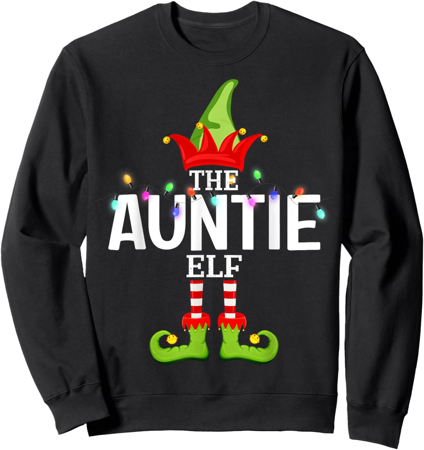 The Auntie Elf Christmas Matching Pajamas Sweatshirt - Sweatshirt | Black
