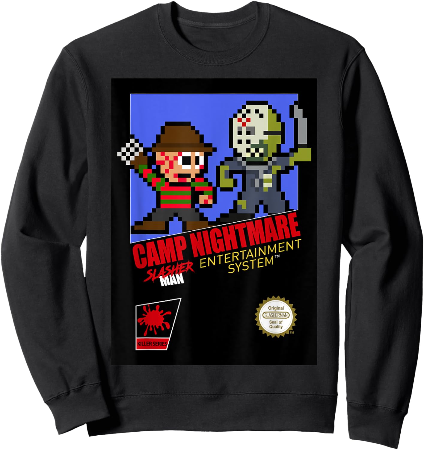 Camp Nightmare Retro 8-Bit Horror Sweatshirt - Sweatshirt | Black