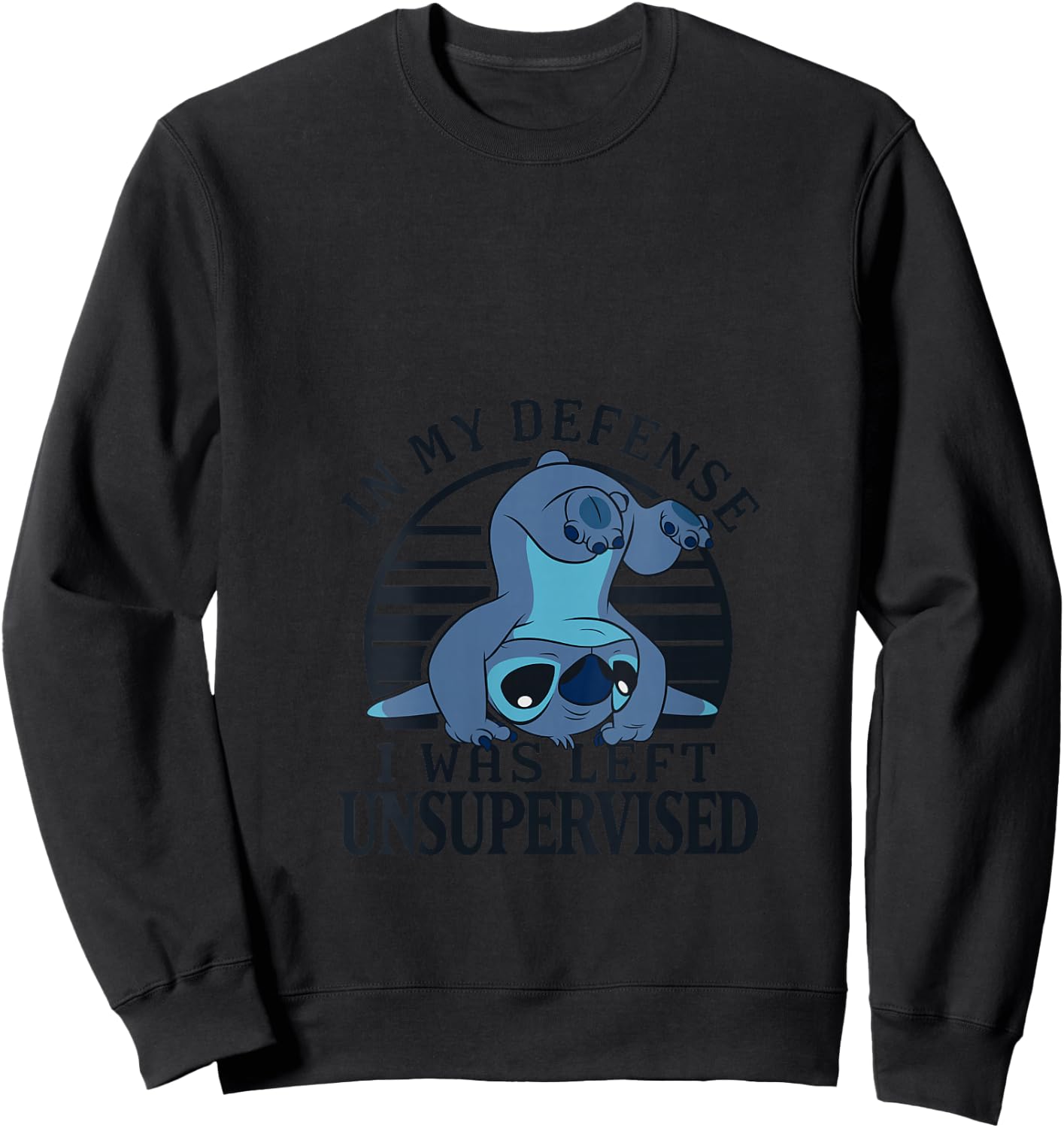Disney Lilo & Stitch I Was Left Unsupervised Retro Stripes V-Neck Sweatshirt - Sweatshirt | Black