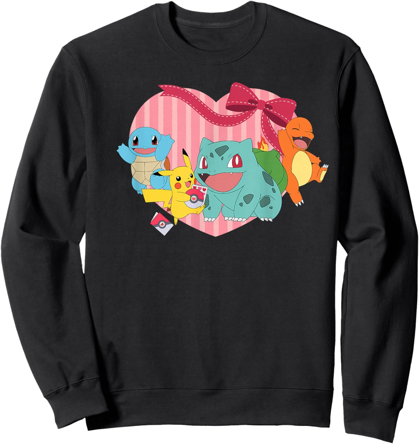 Pokémon - Valentine Pikachu Charmander Squirtle Bulbasaur Sweatshirt - Sweatshirt | Black