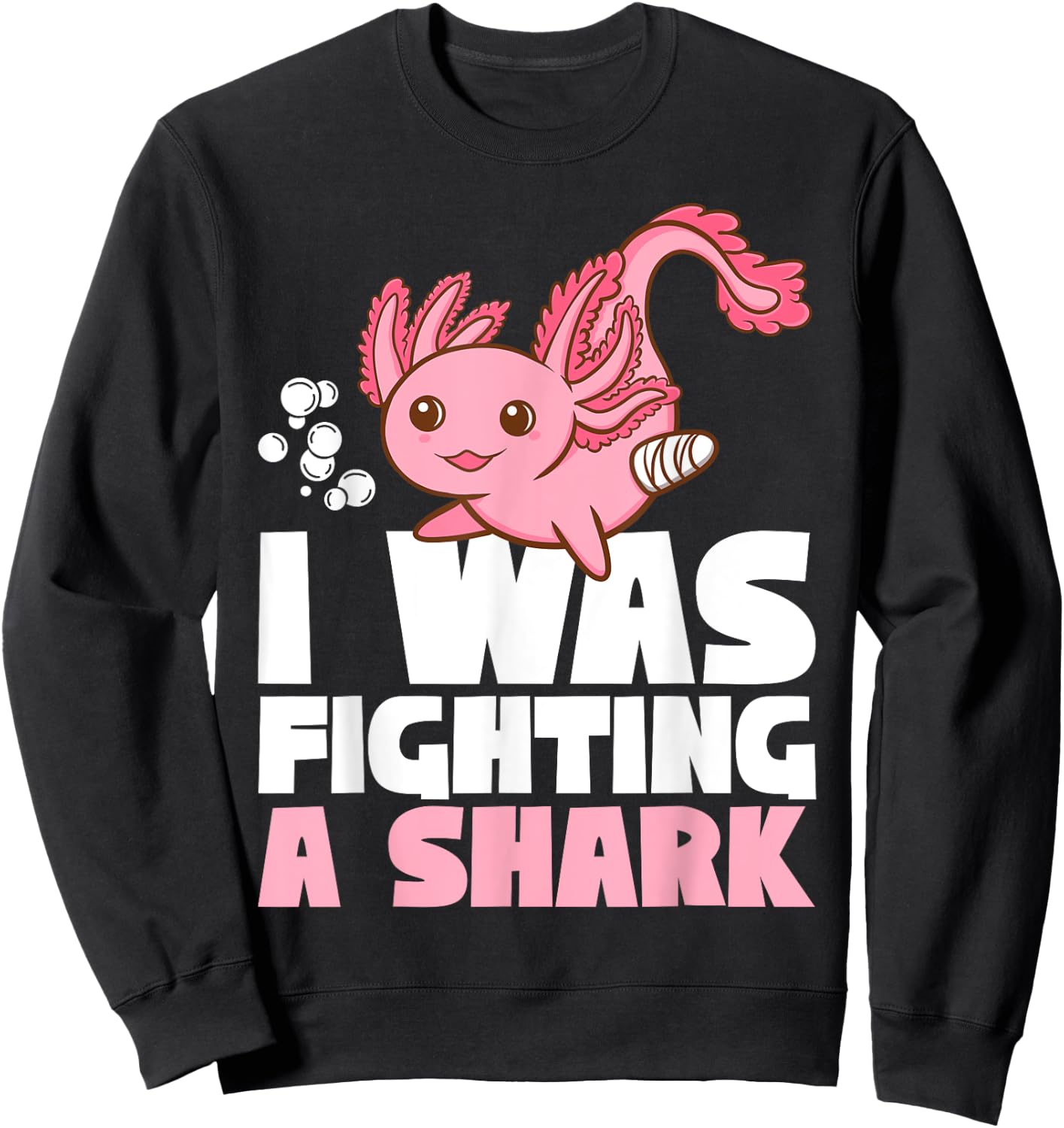 Get well recovery fighting a shark Broken Leg Axolotl Kids Sweatshirt - Sweatshirt | Black