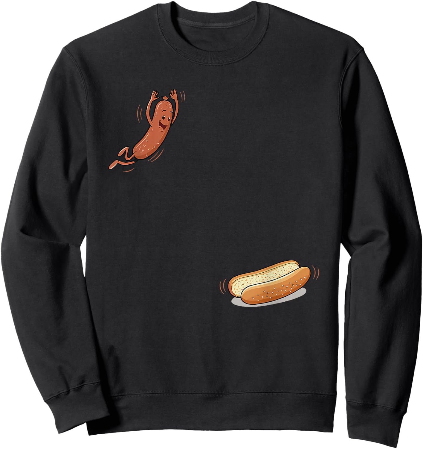 hot Dog Jumping into bun Sweatshirt - Sweatshirt | Black
