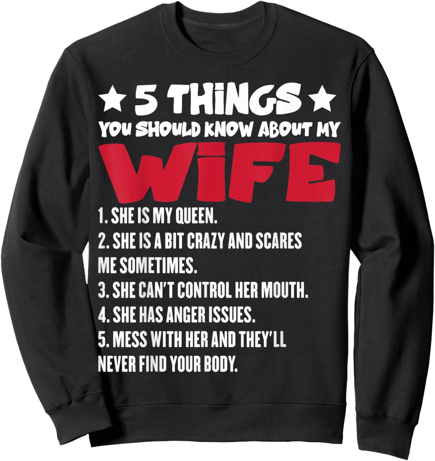 5 Things You Should Know About My Wife Funny Husband Sweatshirt - Sweatshirt | Black