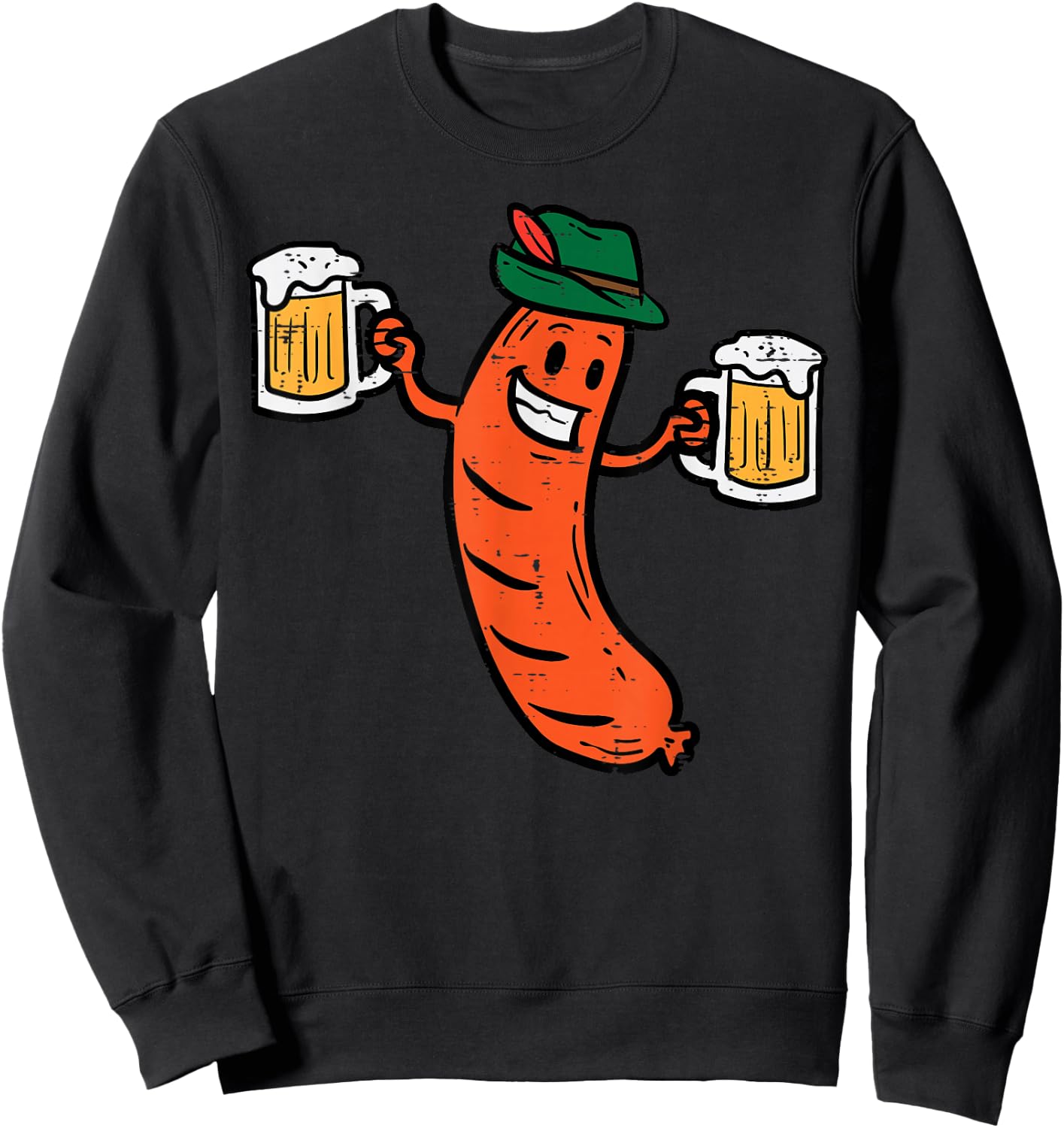 Oktoberfest Bratwurst German Sausage Costume Men Women Kids Sweatshirt - Sweatshirt | Black