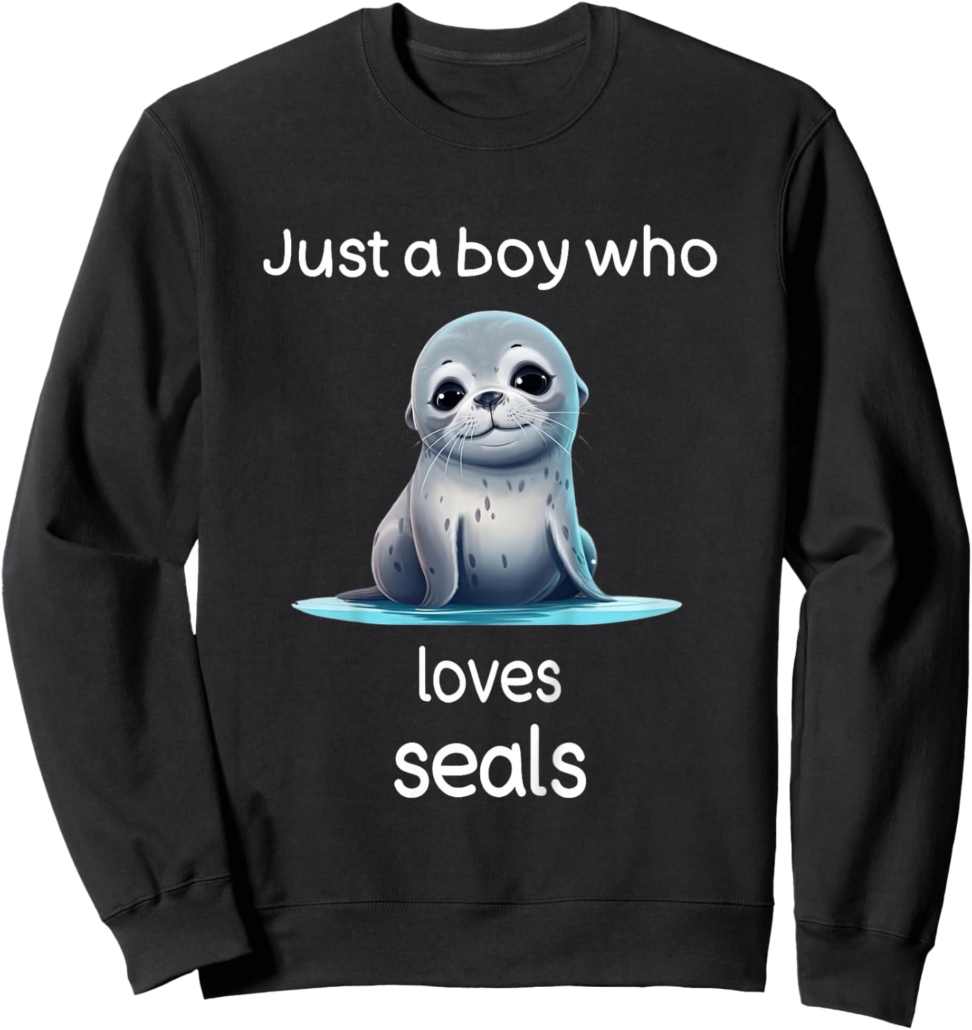 Kids Seal Lover Shirt for Boys Animal Lover I Love Seals Sweatshirt - Sweatshirt | Black