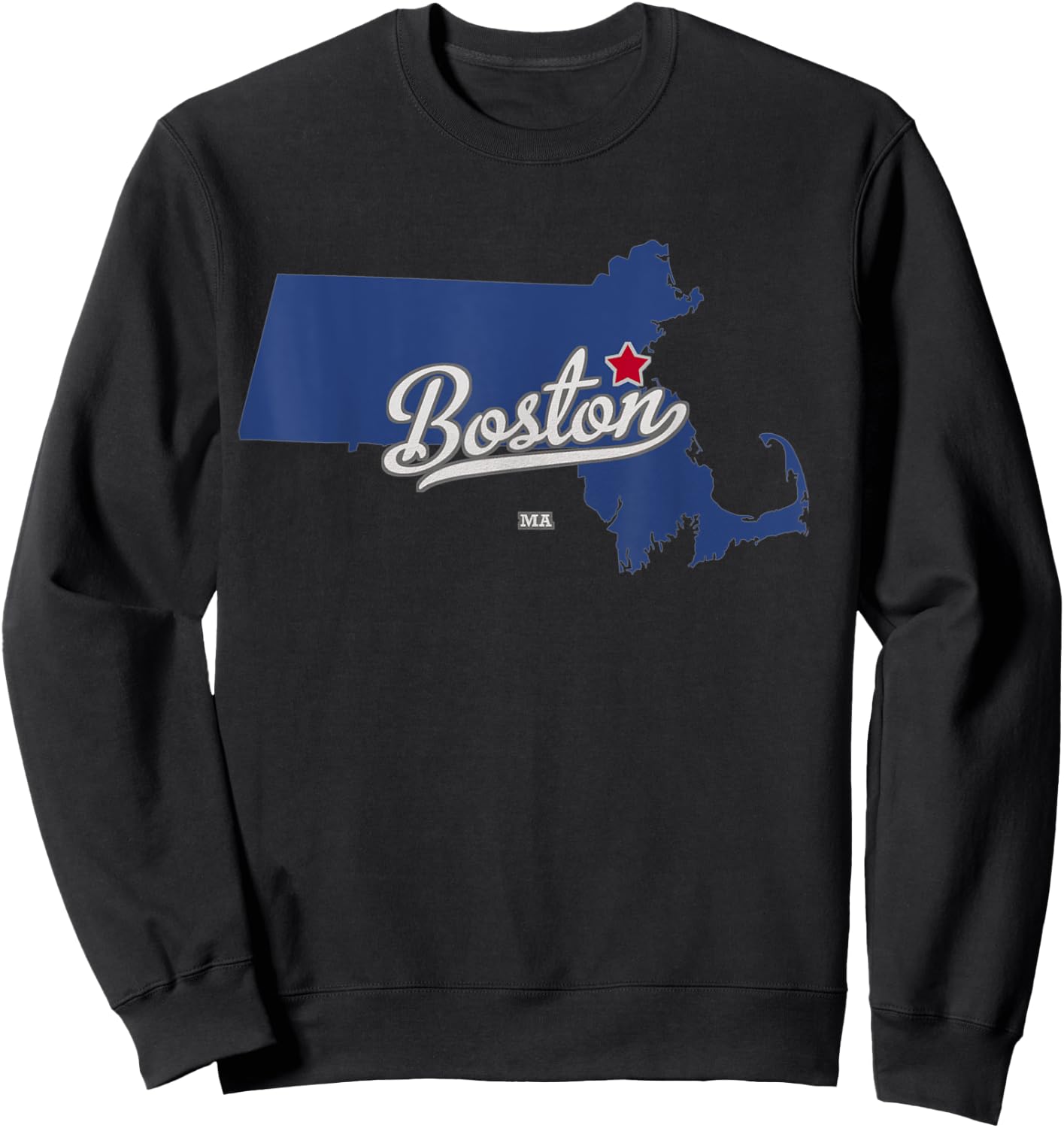 Boston Massachusetts MA Map Sweatshirt - Sweatshirt | Black