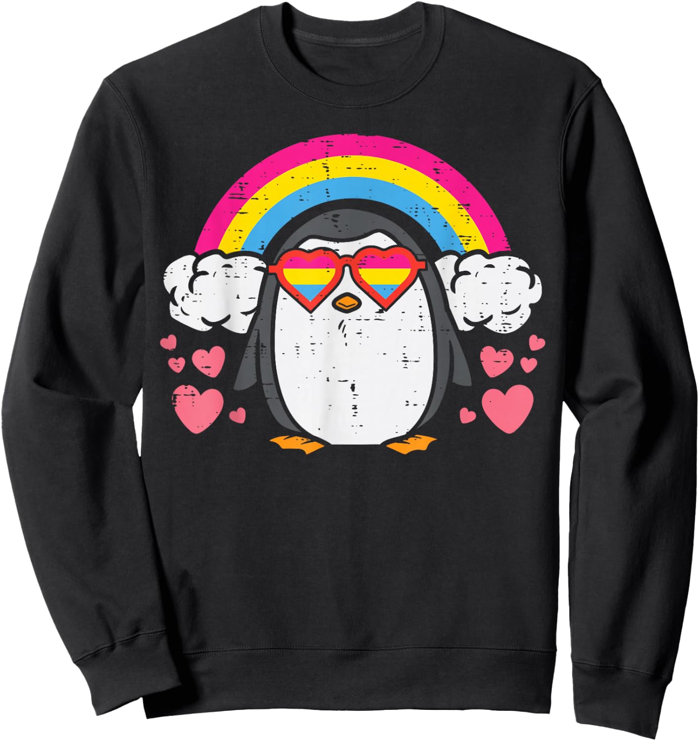 Penguin Pansexual Sunglasses Rainbow Pan Pride Men Women Sweatshirt - Sweatshirt | Black