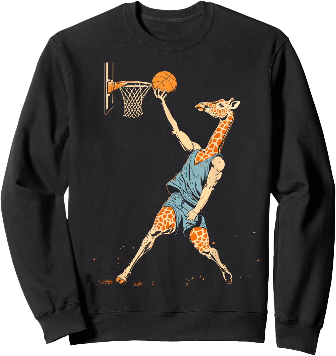 Funny Giraffe Playing Basketball Player Sports Hoops Women Sweatshirt - Sweatshirt | Black