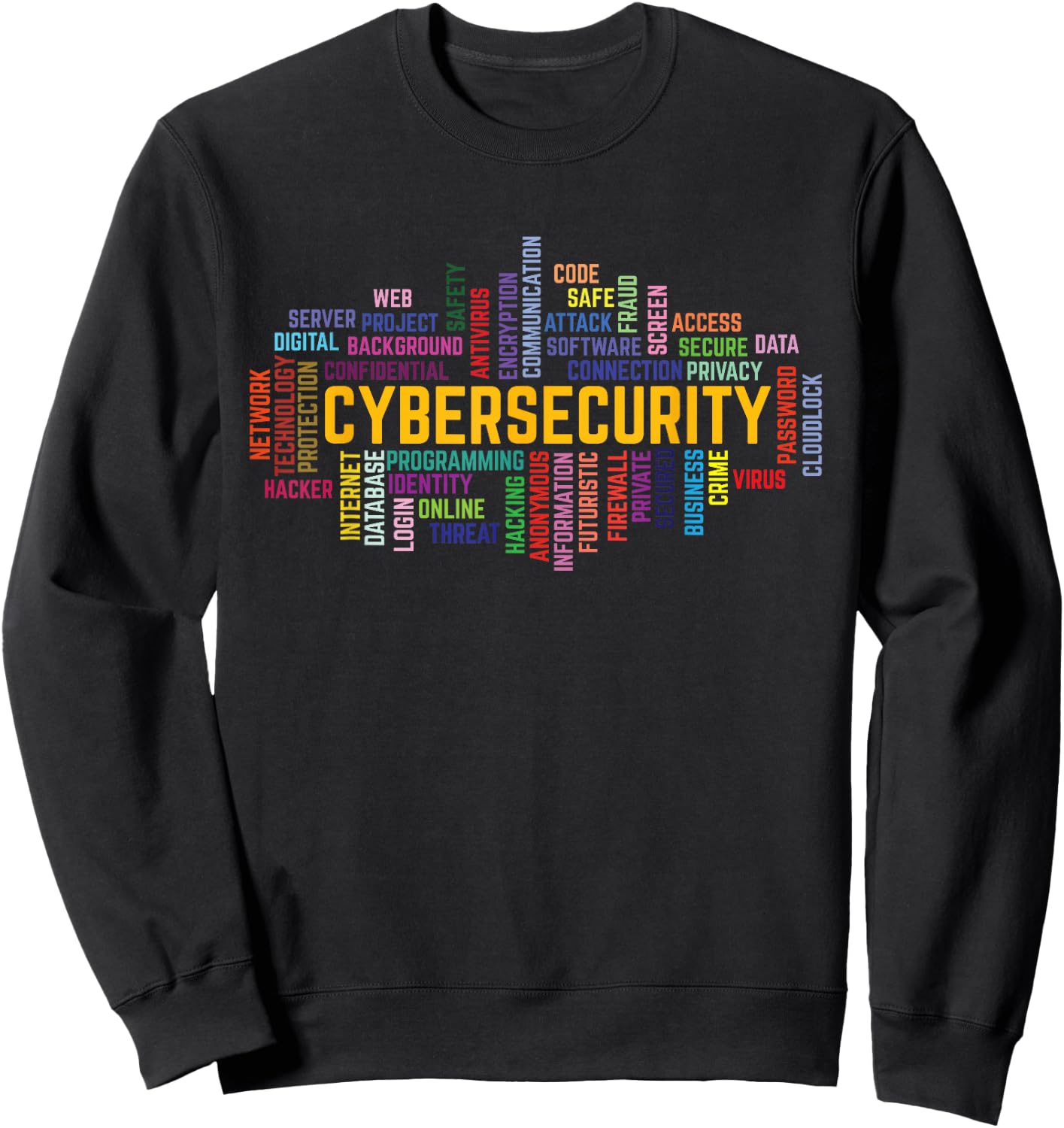 Cybersecurity Word Cloud Cyber Security Gift Cybersecurity Sweatshirt - Sweatshirt | Black