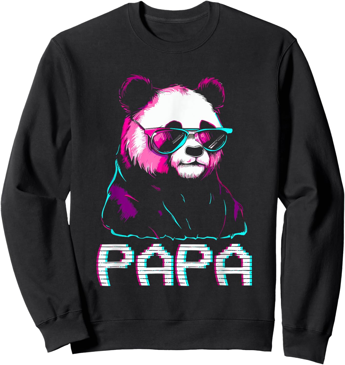 Papa Panda Bear - Retro Funny Papa Father's Day Birthday Sweatshirt - Sweatshirt | Black
