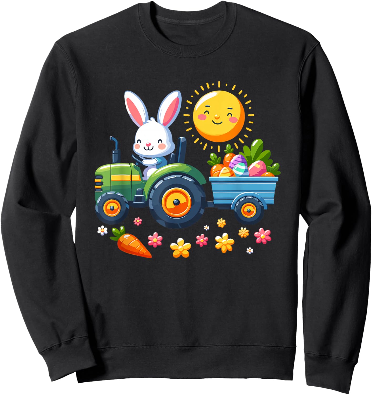 Easter Tractor Boys Easter Nest Farmer Easter Bunny , black Sweatshirt - Sweatshirt | Black