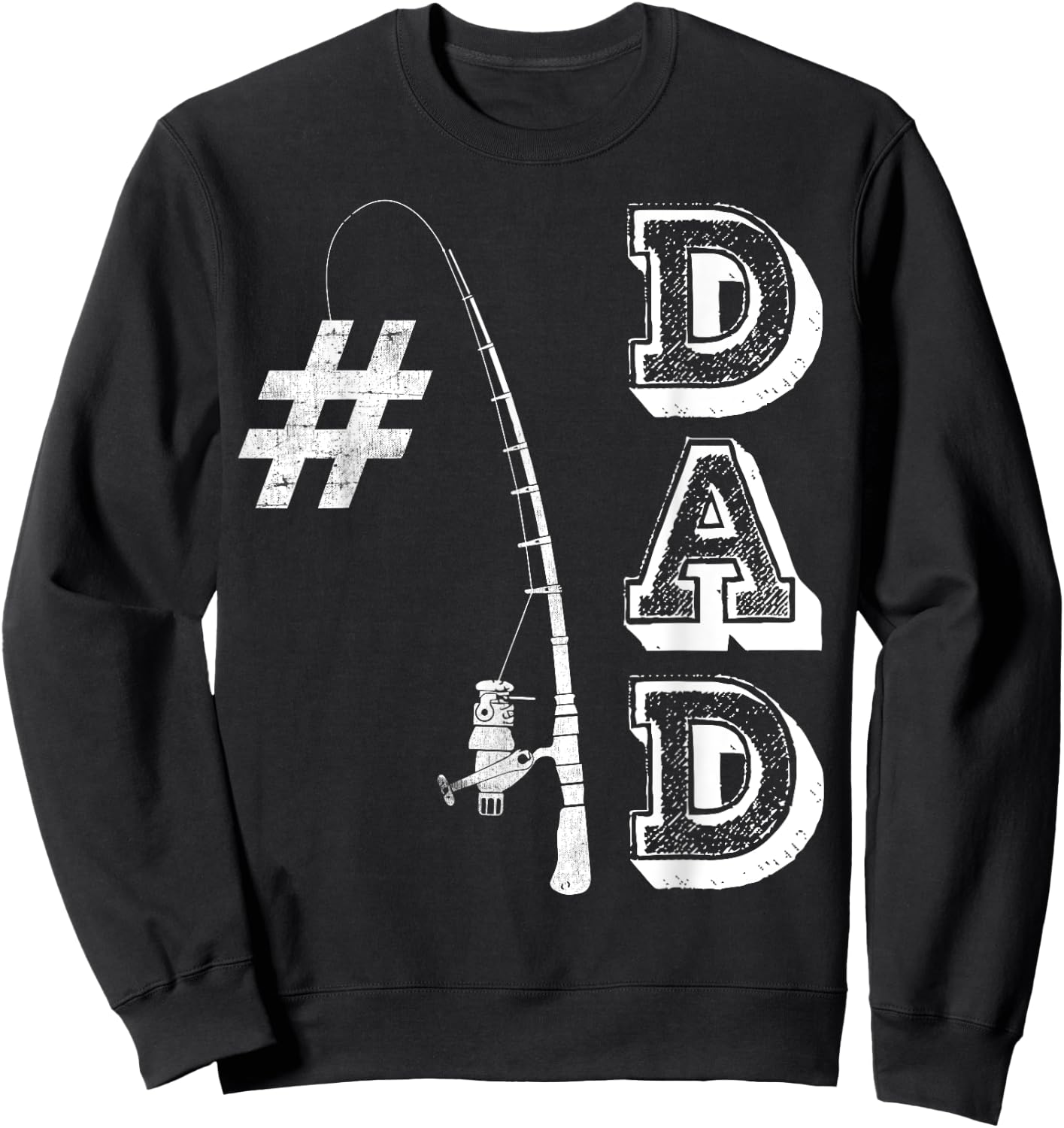 #1 Dad Fishing Fishermen Papa Number one Fathers Day Sweatshirt - Sweatshirt | Black