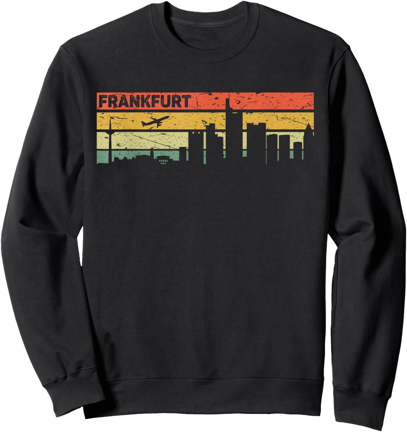 Frankfurt Vintage Skyline Retro Stadt Deutschland Sweatshirt - Sweatshirt | Black