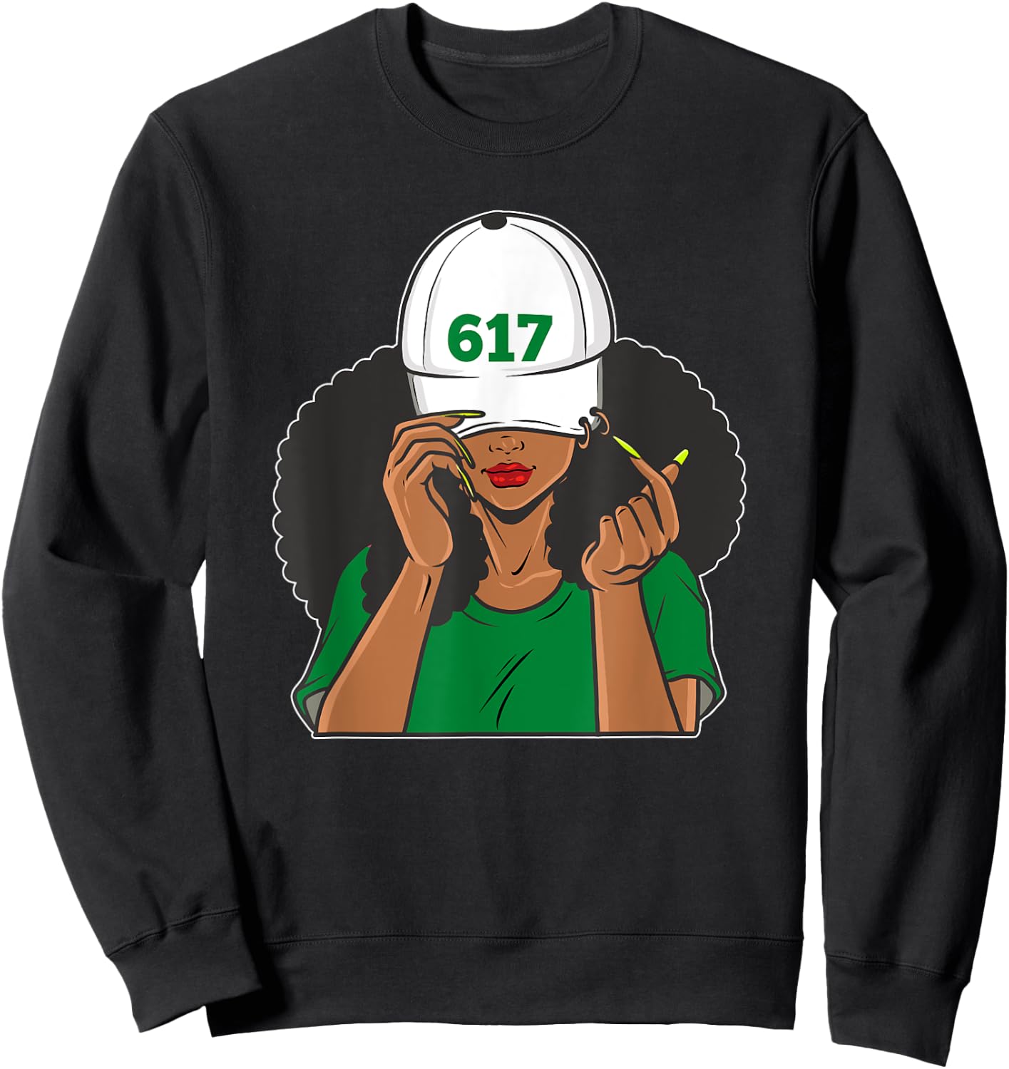 Boston 617 Area Code Black Woman Sweatshirt - Sweatshirt | Black
