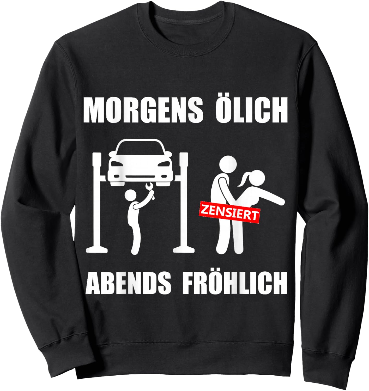 Herren KFZ Mechatroniker Lustige Mechaniker Sprüche ölich fröhlich Sweatshirt - Sweatshirt | Black