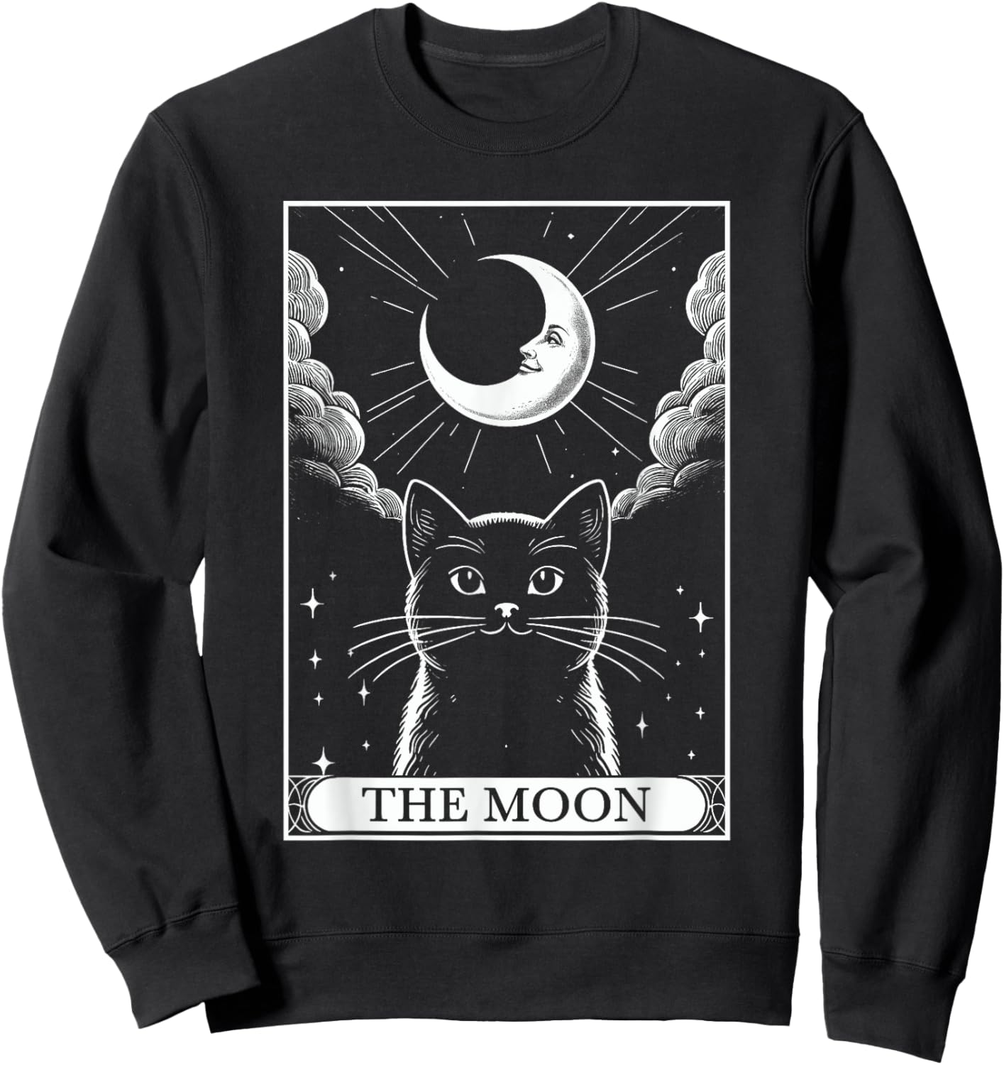 Tarot Card Vintage Crescent Moon Black Cat Mom Cat Lovers Men Women Kids Sweatshirt - Sweatshirt | Black